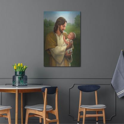 Luxe Metal Art 'Jesus And Baby' by David Lindsley, Metal Wall Art,24x36