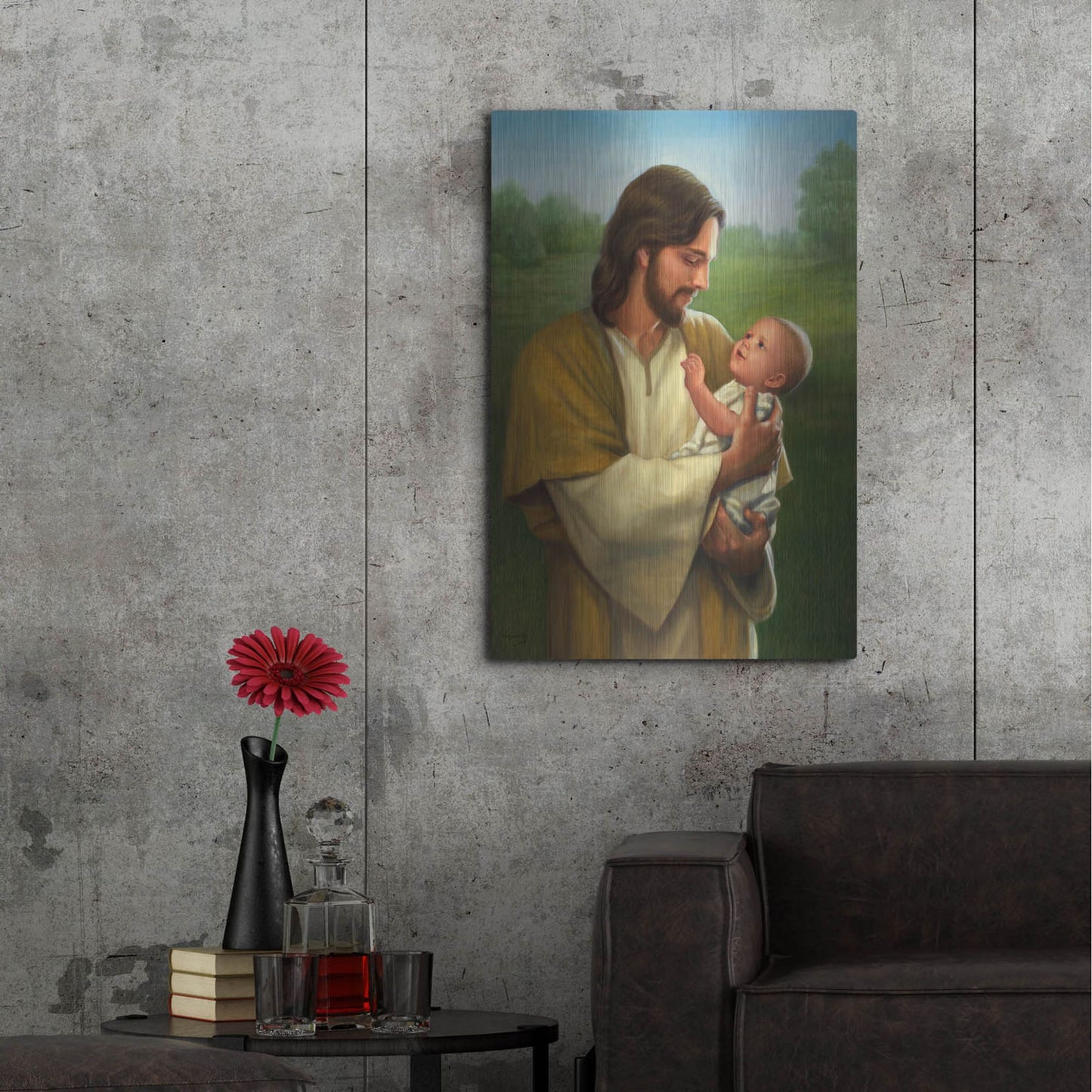 Luxe Metal Art 'Jesus And Baby' by David Lindsley, Metal Wall Art,24x36