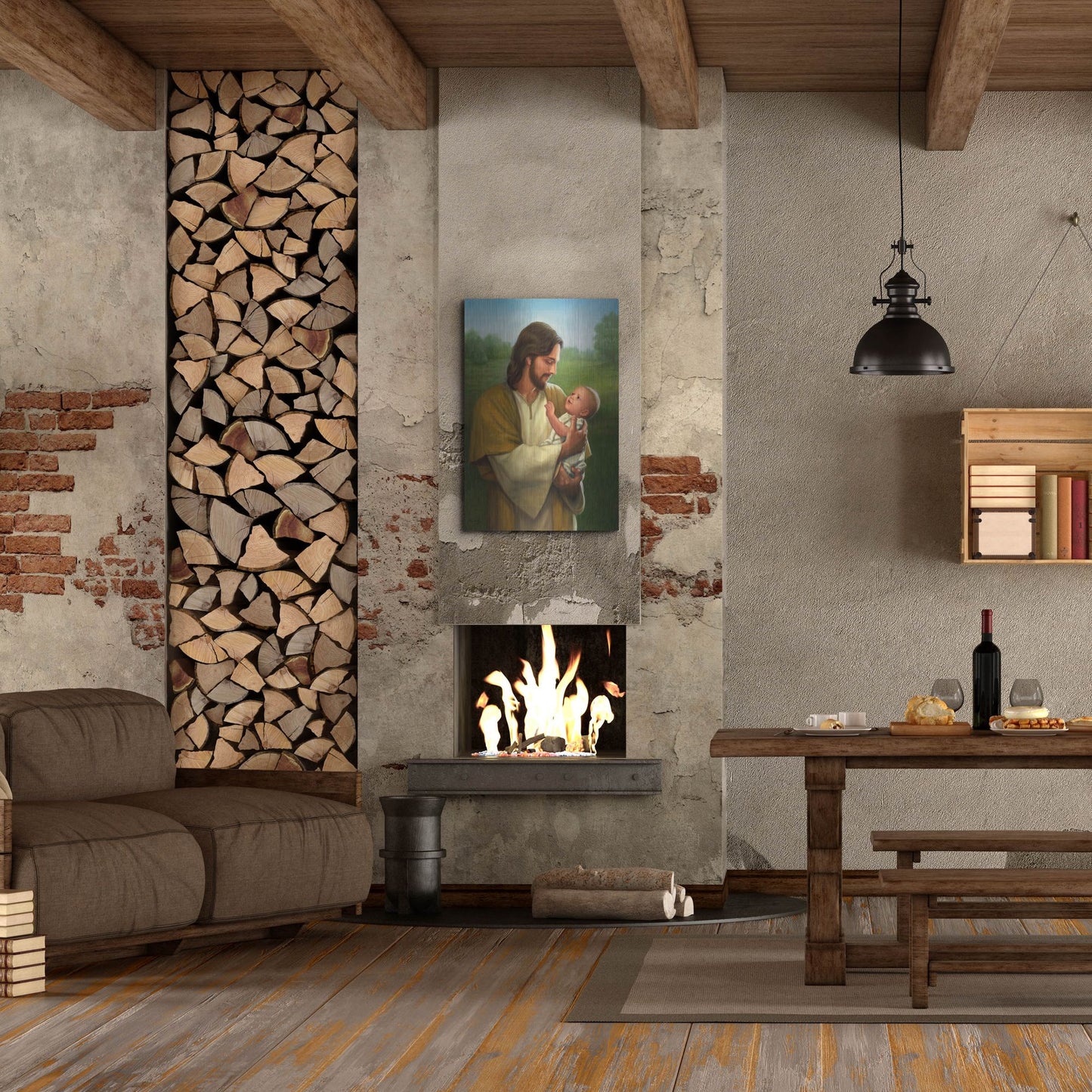 Luxe Metal Art 'Jesus And Baby' by David Lindsley, Metal Wall Art,24x36