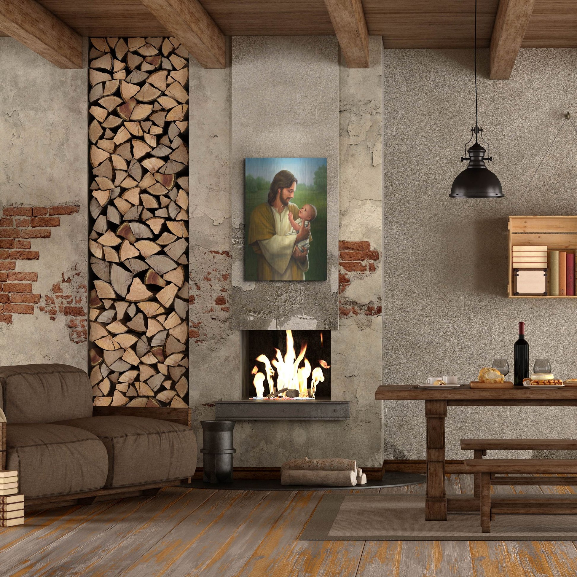 Luxe Metal Art 'Jesus And Baby' by David Lindsley, Metal Wall Art,24x36