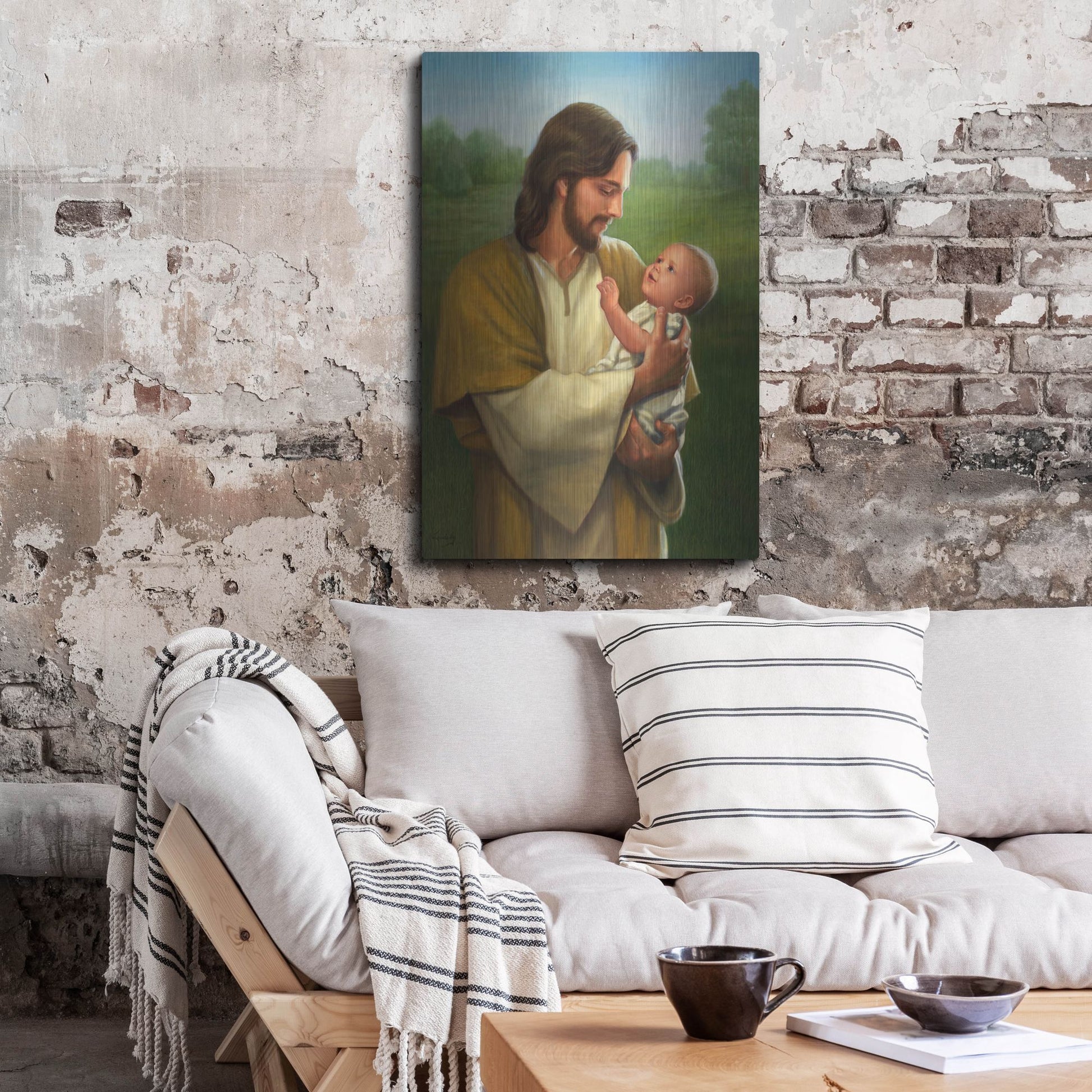 Luxe Metal Art 'Jesus And Baby' by David Lindsley, Metal Wall Art,24x36