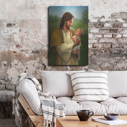 Luxe Metal Art 'Jesus And Baby' by David Lindsley, Metal Wall Art,24x36