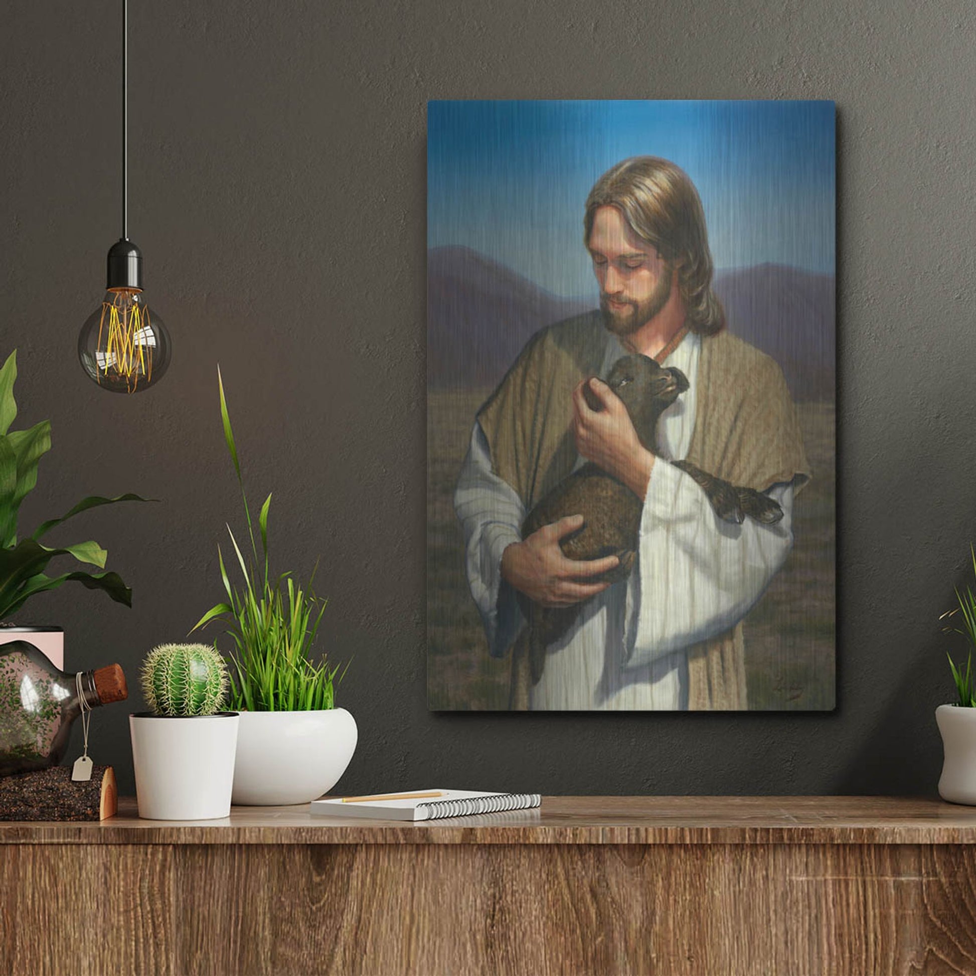 Luxe Metal Art 'The Lost Lamb' by David Lindsley, Metal Wall Art,12x16