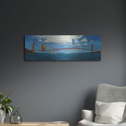 Luxe Metal Art 'Golden Gaters' by Eric Joyner, Metal Wall Art,36x12