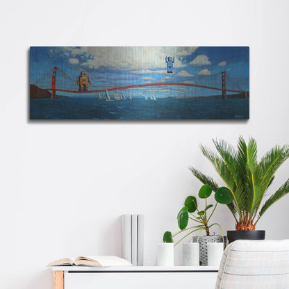 Luxe Metal Art 'Golden Gaters' by Eric Joyner, Metal Wall Art,36x12