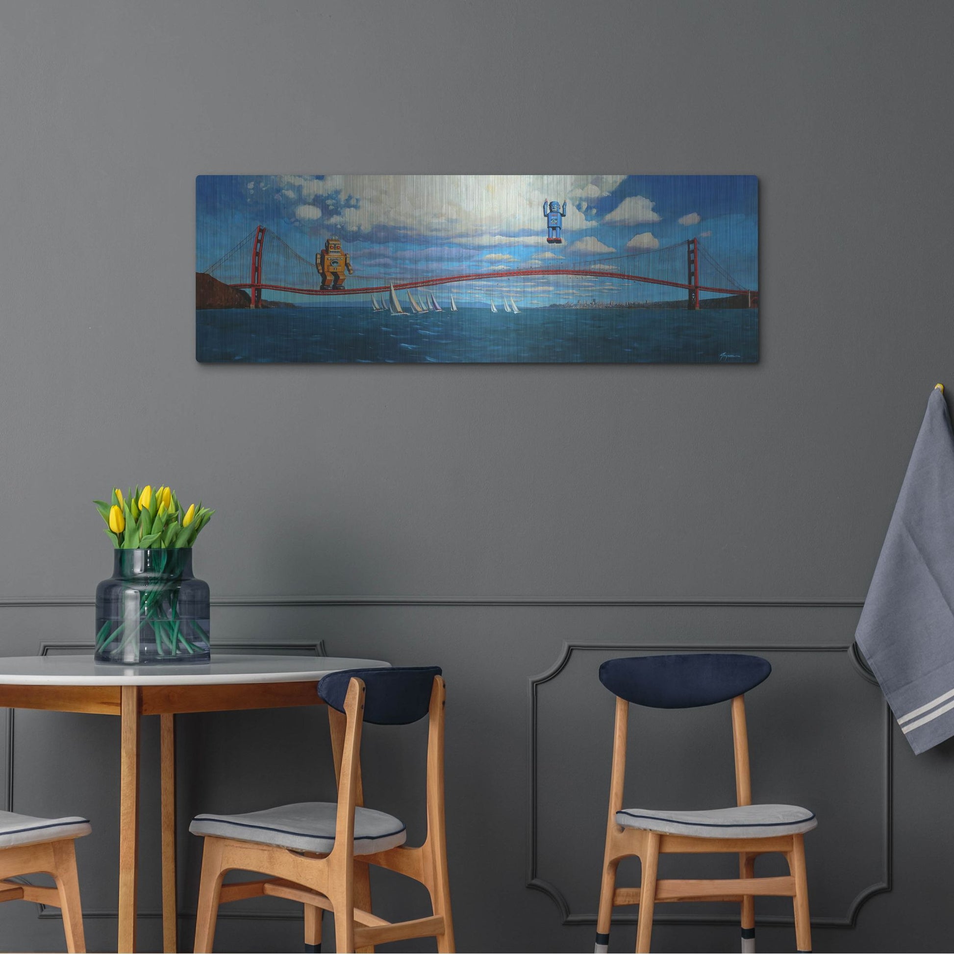 Luxe Metal Art 'Golden Gaters' by Eric Joyner, Metal Wall Art,48x16