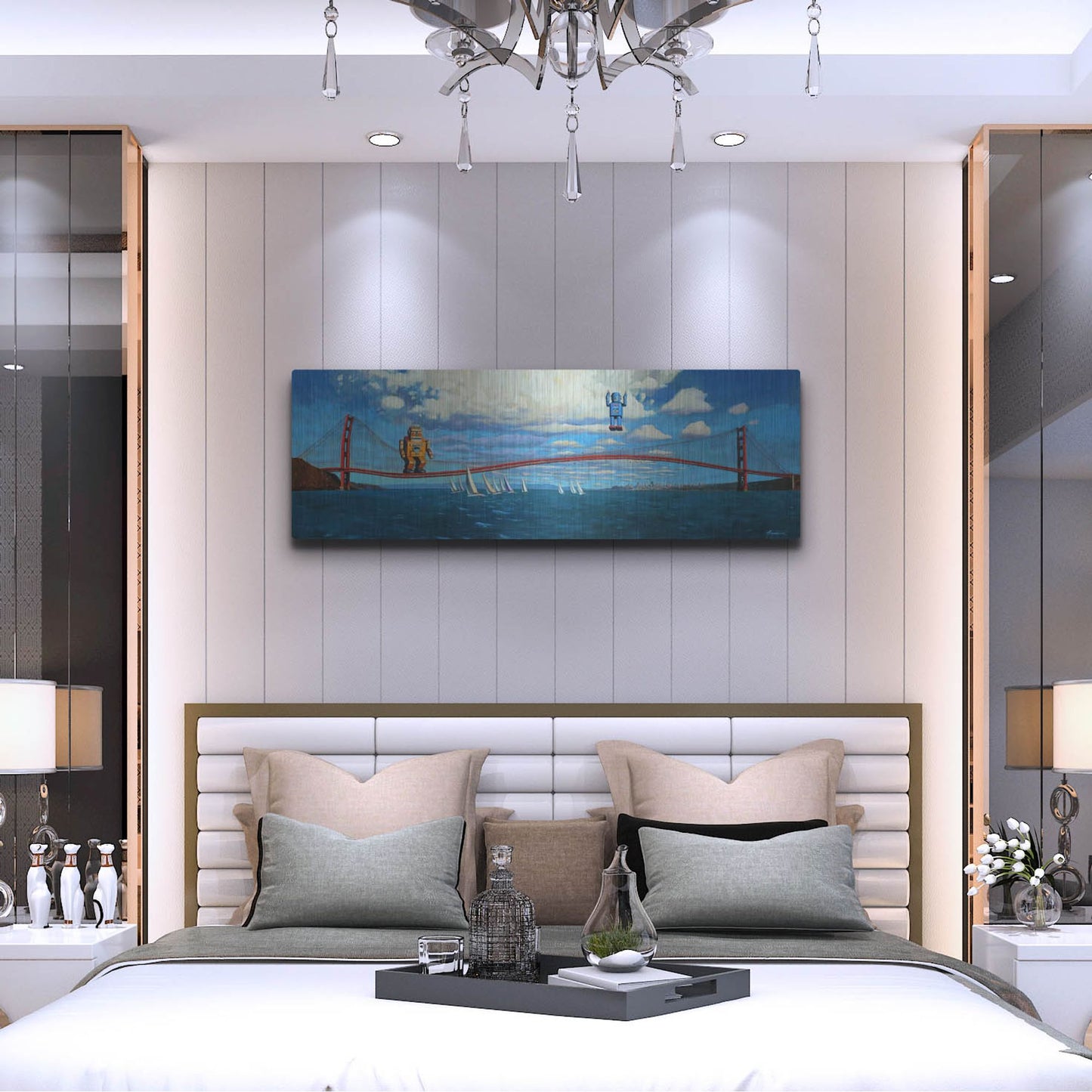 Luxe Metal Art 'Golden Gaters' by Eric Joyner, Metal Wall Art,48x16