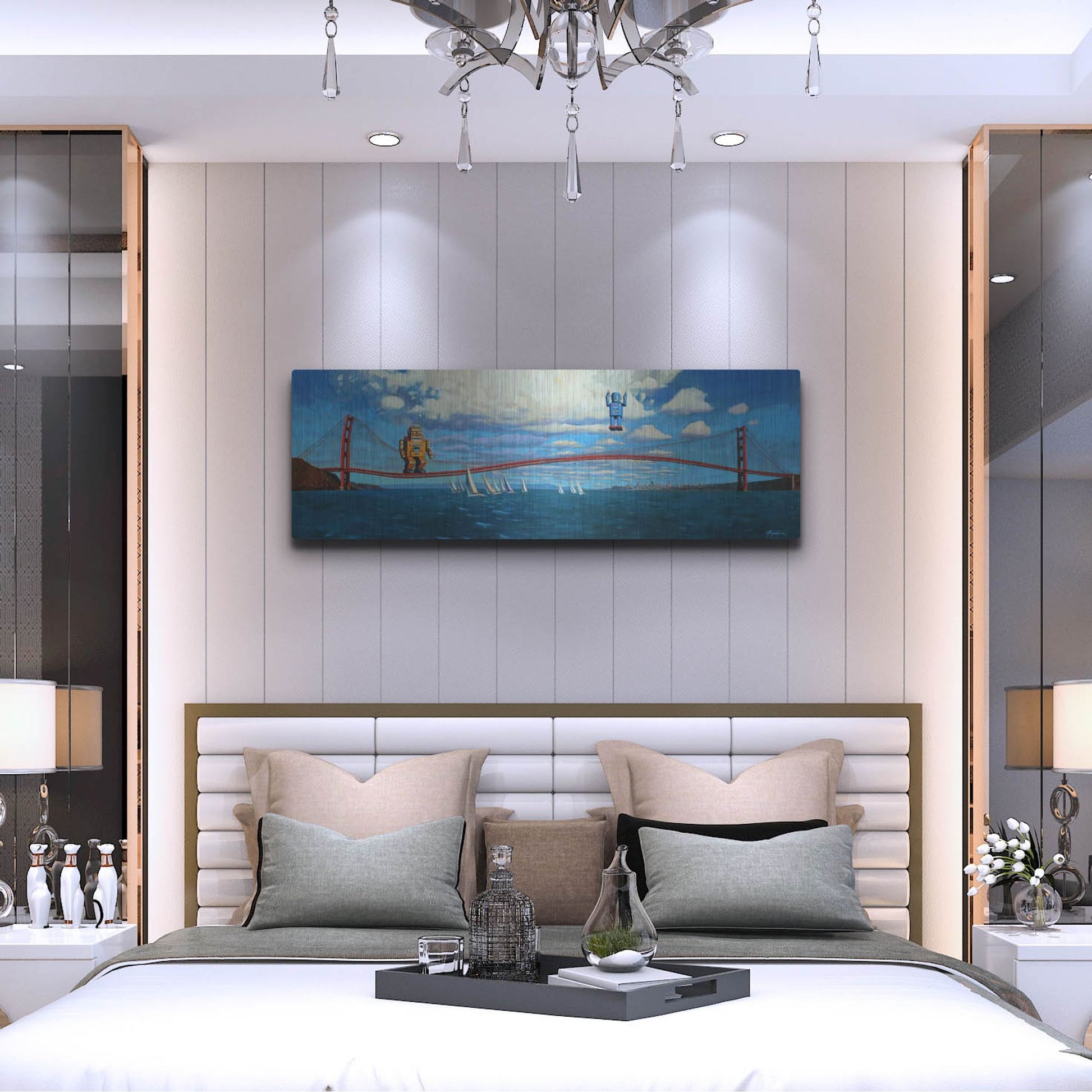 Luxe Metal Art 'Golden Gaters' by Eric Joyner, Metal Wall Art,48x16