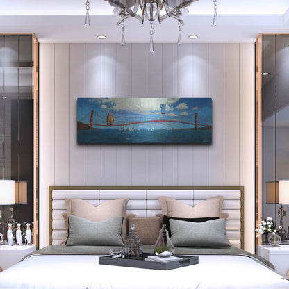 Luxe Metal Art 'Golden Gaters' by Eric Joyner, Metal Wall Art,48x16