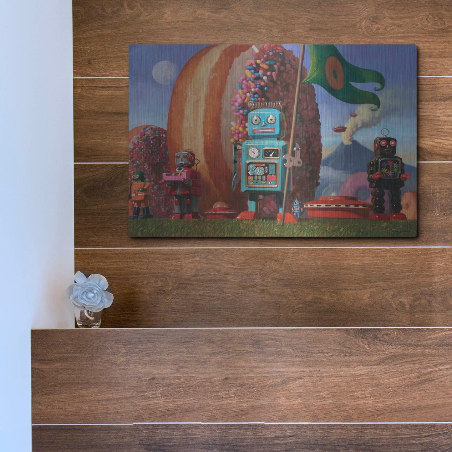 Luxe Metal Art 'Landing Party 7' by Eric Joyner, Metal Wall Art,16x12