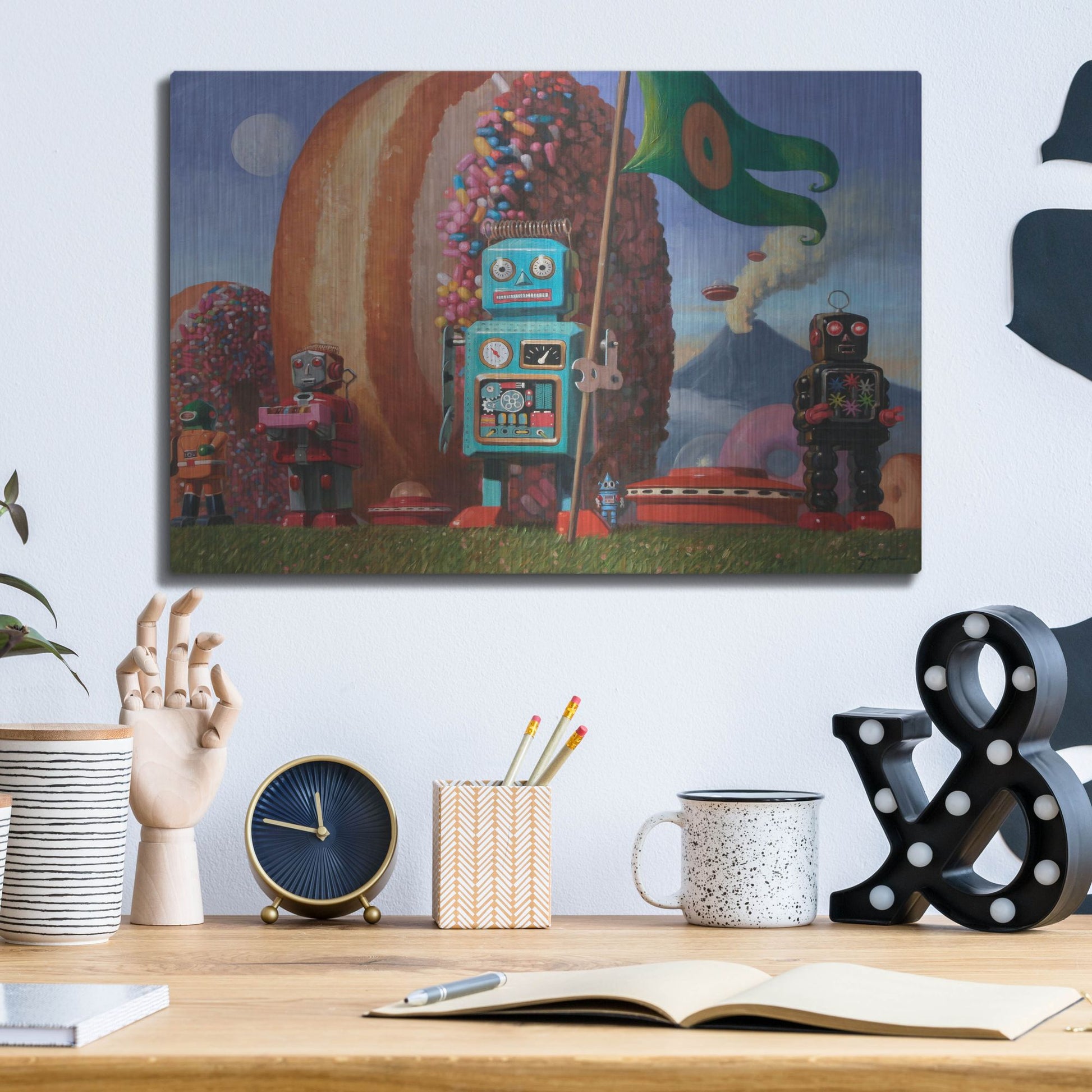 Luxe Metal Art 'Landing Party 7' by Eric Joyner, Metal Wall Art,16x12