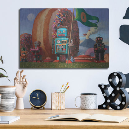 Luxe Metal Art 'Landing Party 7' by Eric Joyner, Metal Wall Art,16x12