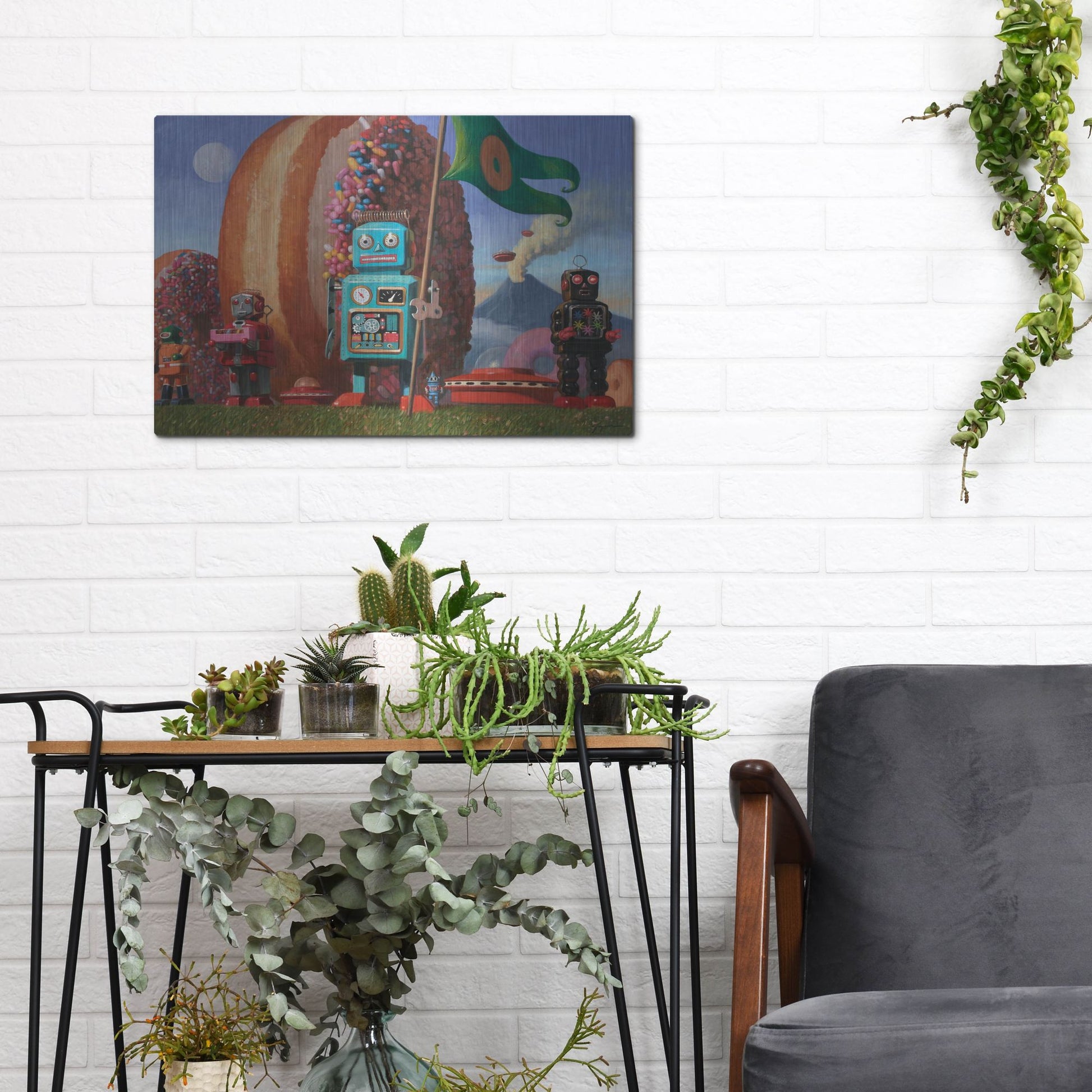 Luxe Metal Art 'Landing Party 7' by Eric Joyner, Metal Wall Art,16x12