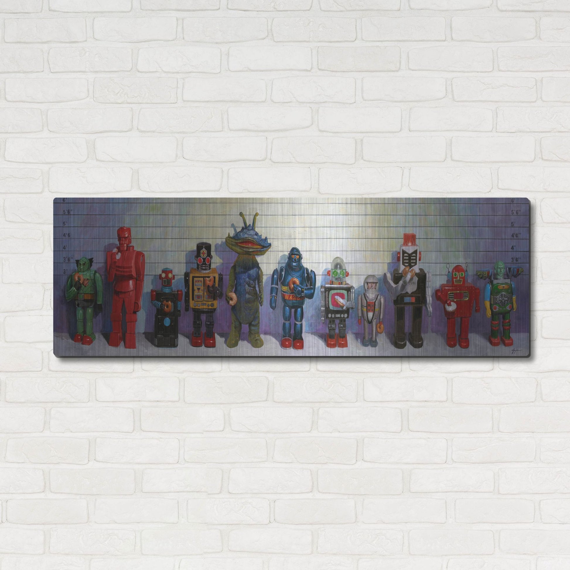 Luxe Metal Art 'Line-Up' by Eric Joyner, Metal Wall Art,48x16