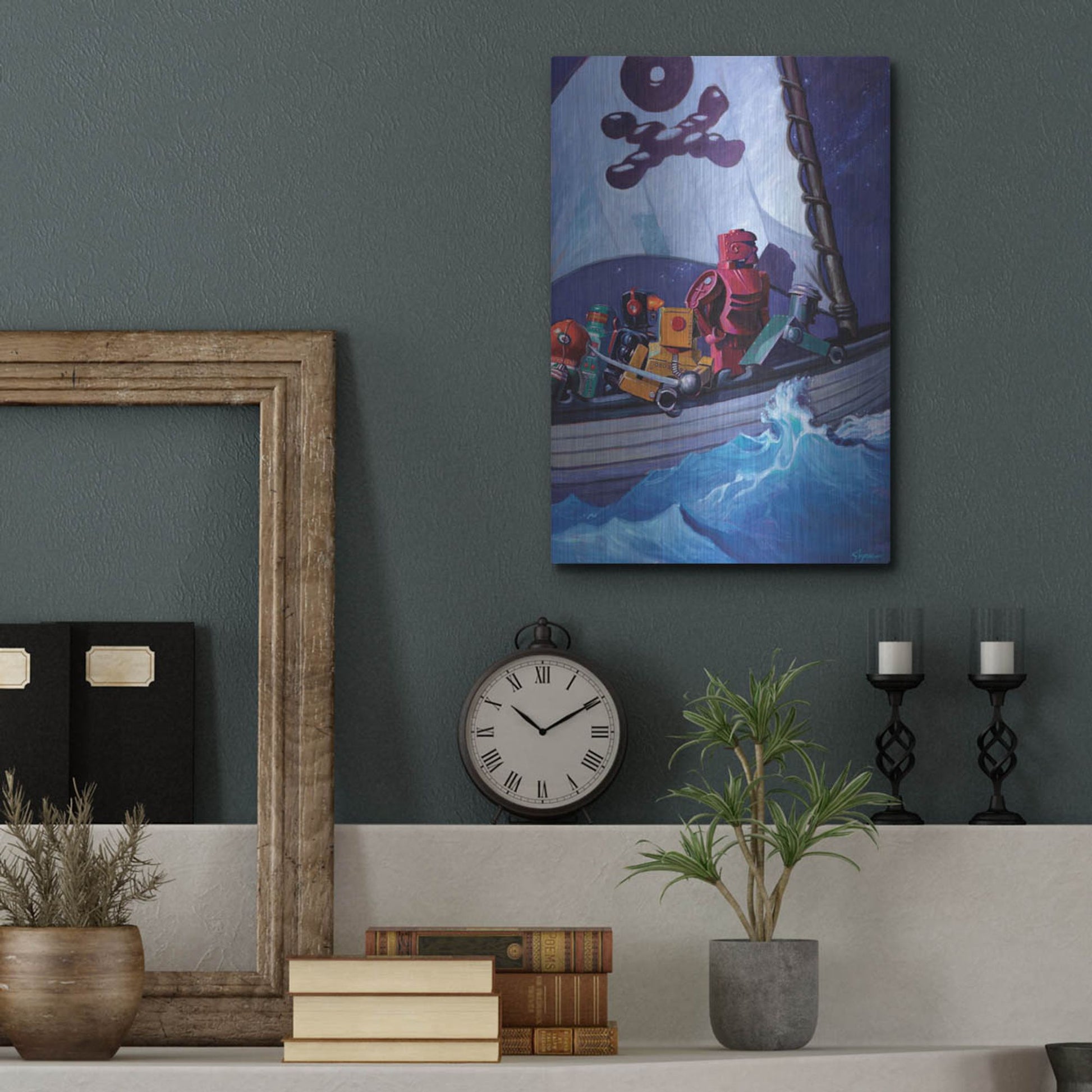 Luxe Metal Art 'Robo Pirates CMYK' by Eric Joyner, Metal Wall Art,12x16