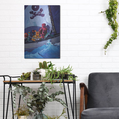 Luxe Metal Art 'Robo Pirates CMYK' by Eric Joyner, Metal Wall Art,12x16