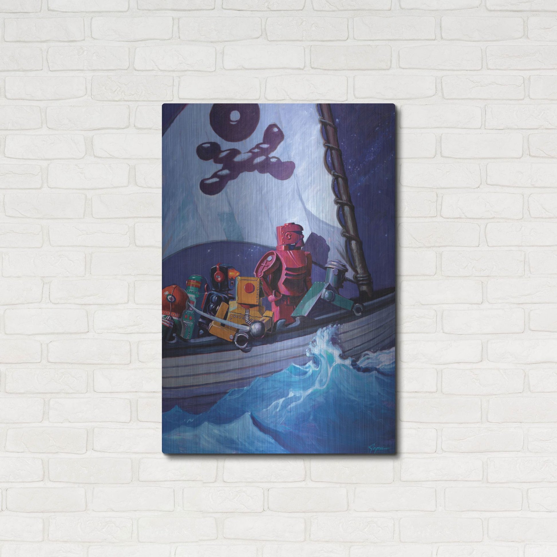 Luxe Metal Art 'Robo Pirates CMYK' by Eric Joyner, Metal Wall Art,24x36