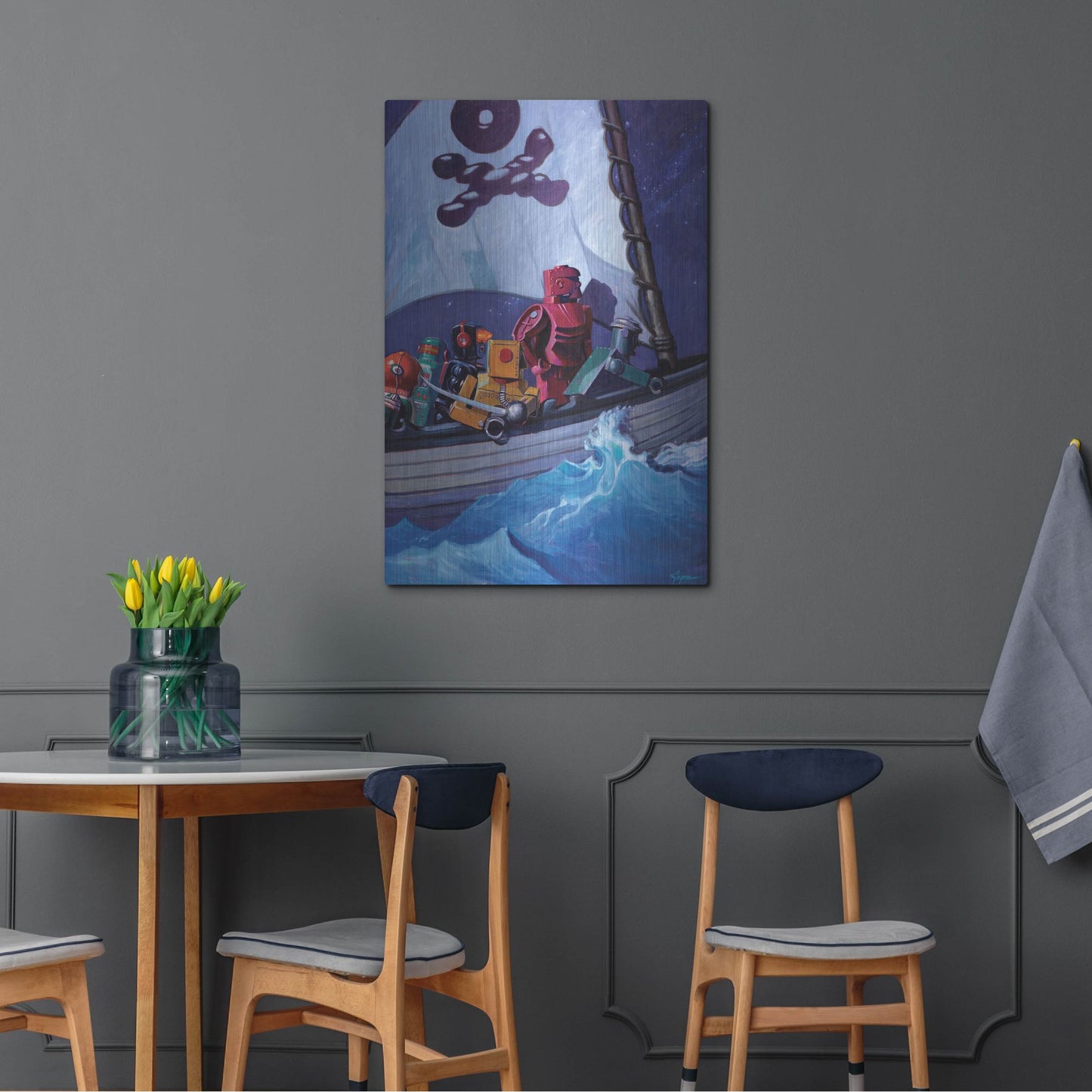 Luxe Metal Art 'Robo Pirates CMYK' by Eric Joyner, Metal Wall Art,24x36