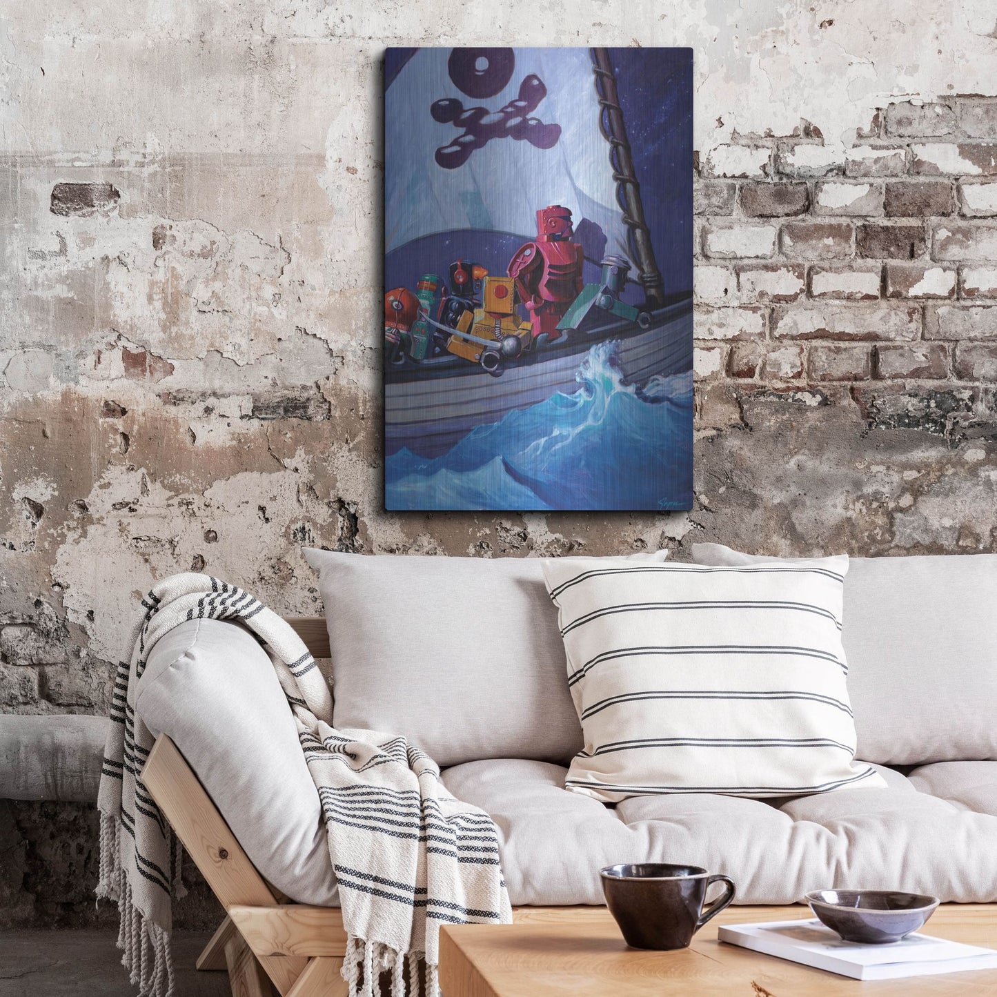 Luxe Metal Art 'Robo Pirates CMYK' by Eric Joyner, Metal Wall Art,24x36