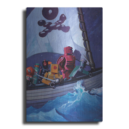 Luxe Metal Art 'Robo Pirates CMYK' by Eric Joyner, Metal Wall Art