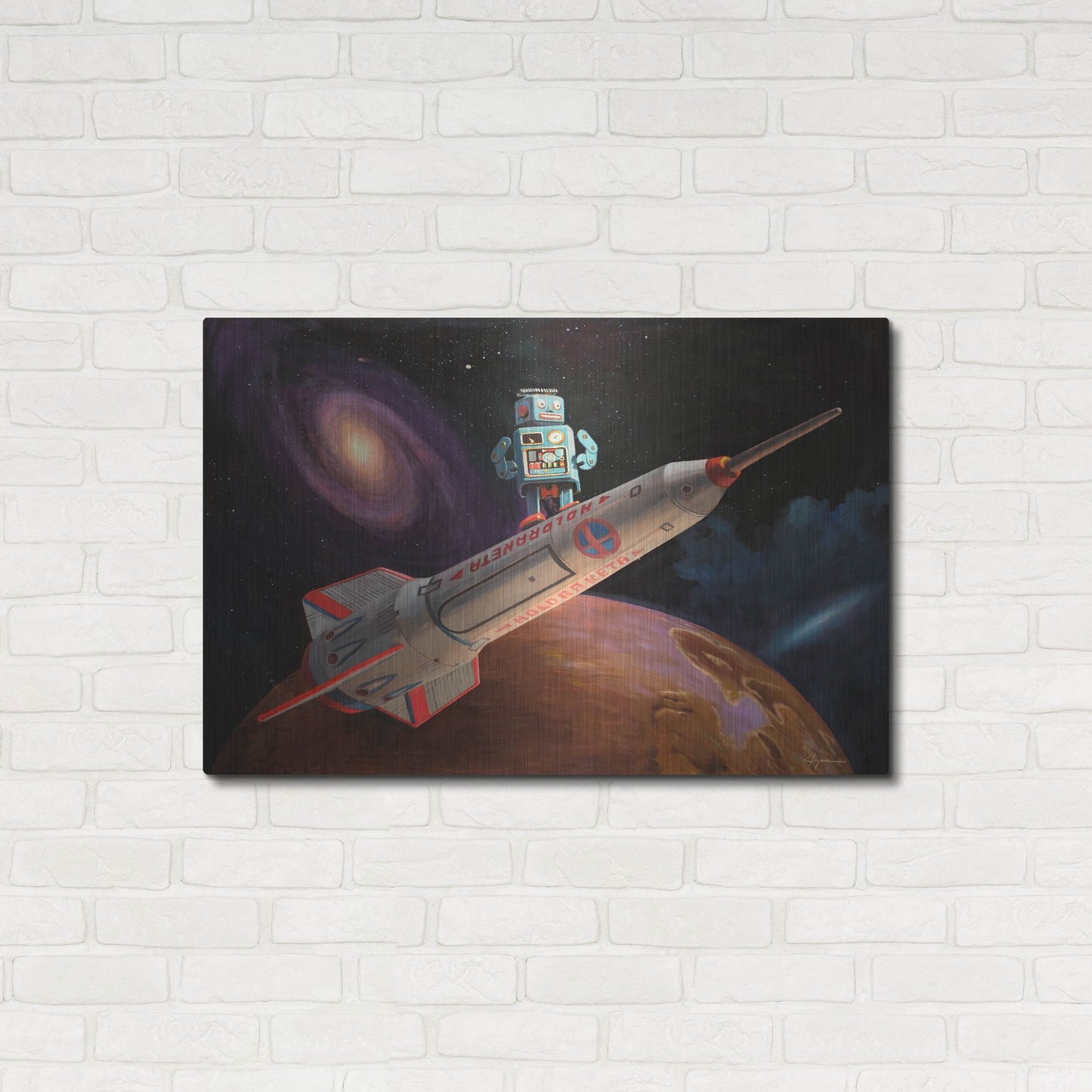 Luxe Metal Art 'Rocket Surfer' by Eric Joyner, Metal Wall Art,36x24