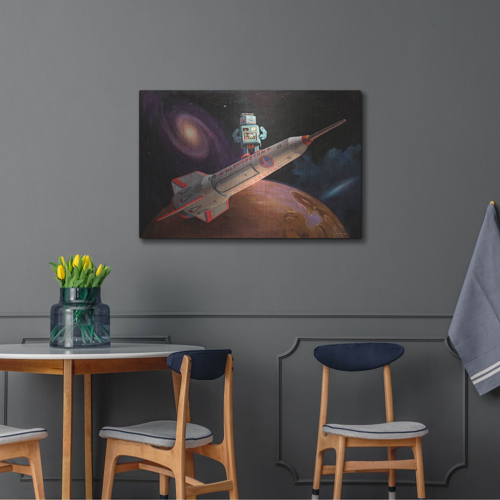 Luxe Metal Art 'Rocket Surfer' by Eric Joyner, Metal Wall Art,36x24