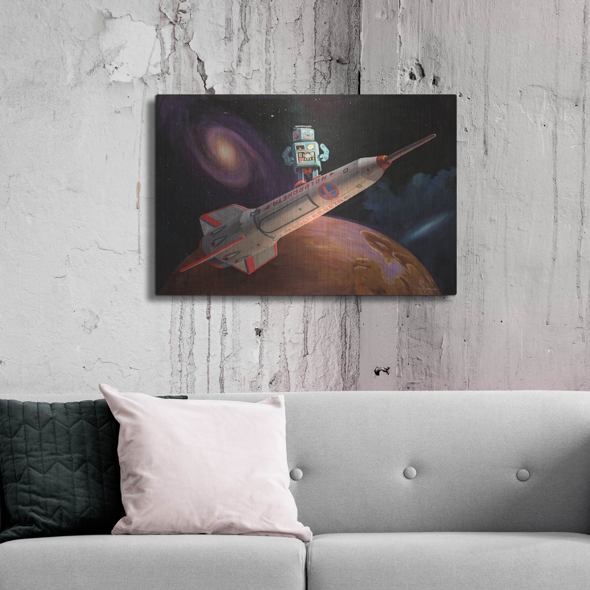 Luxe Metal Art 'Rocket Surfer' by Eric Joyner, Metal Wall Art,36x24