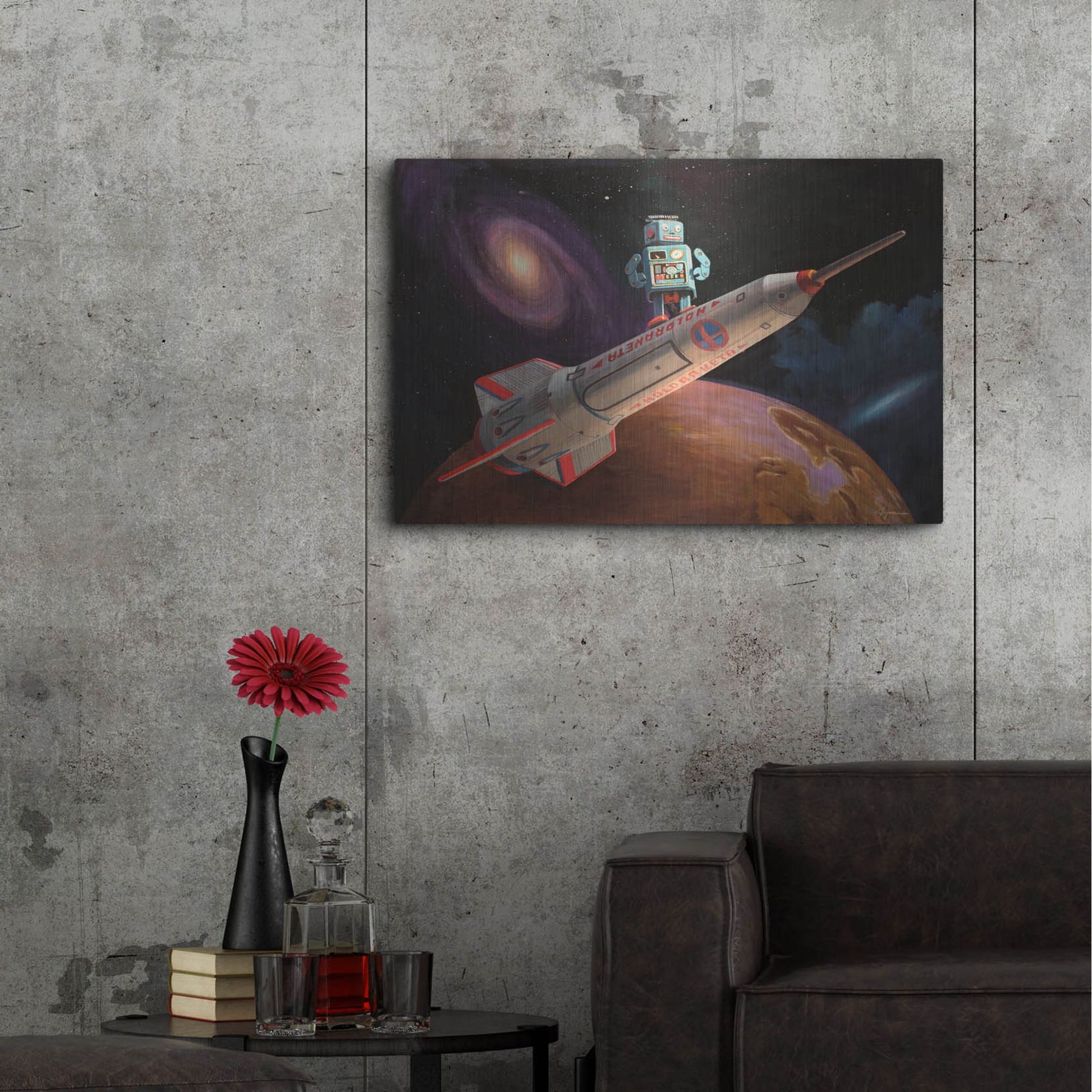 Luxe Metal Art 'Rocket Surfer' by Eric Joyner, Metal Wall Art,36x24