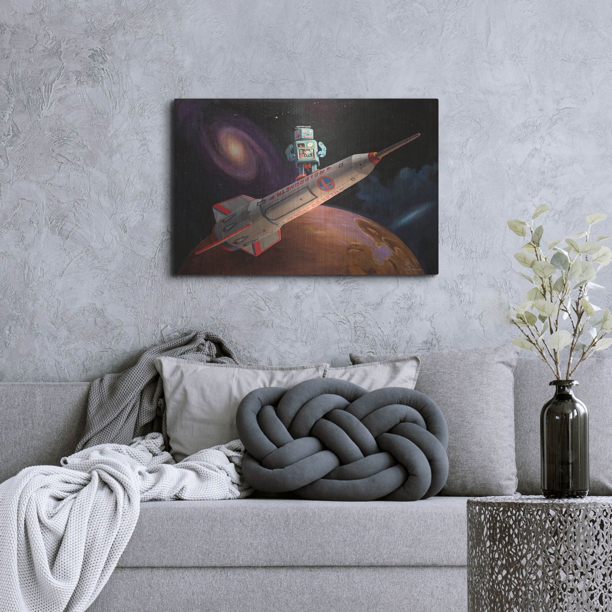 Luxe Metal Art 'Rocket Surfer' by Eric Joyner, Metal Wall Art,36x24