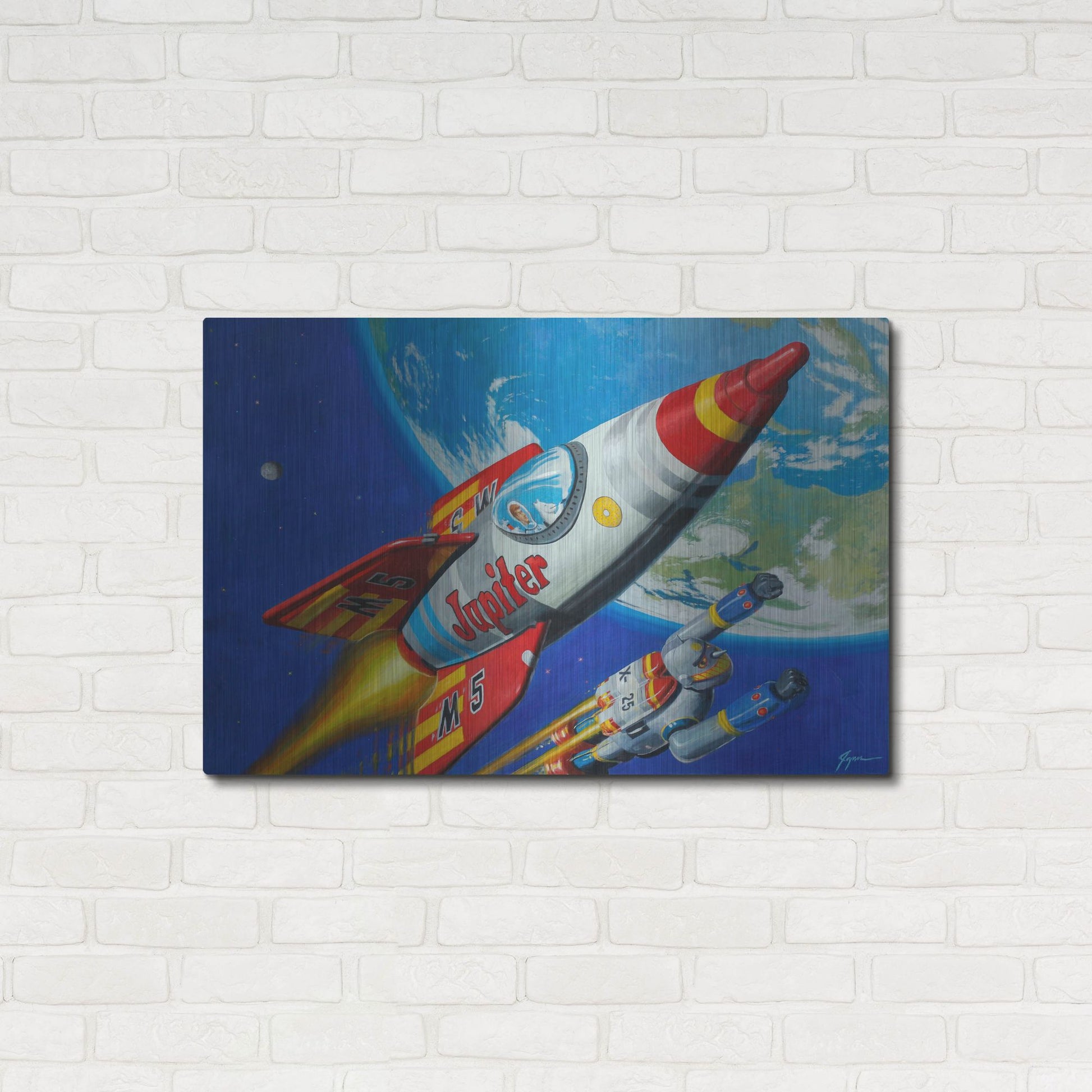 Luxe Metal Art 'Space Patrol 2' by Eric Joyner, Metal Wall Art,36x24