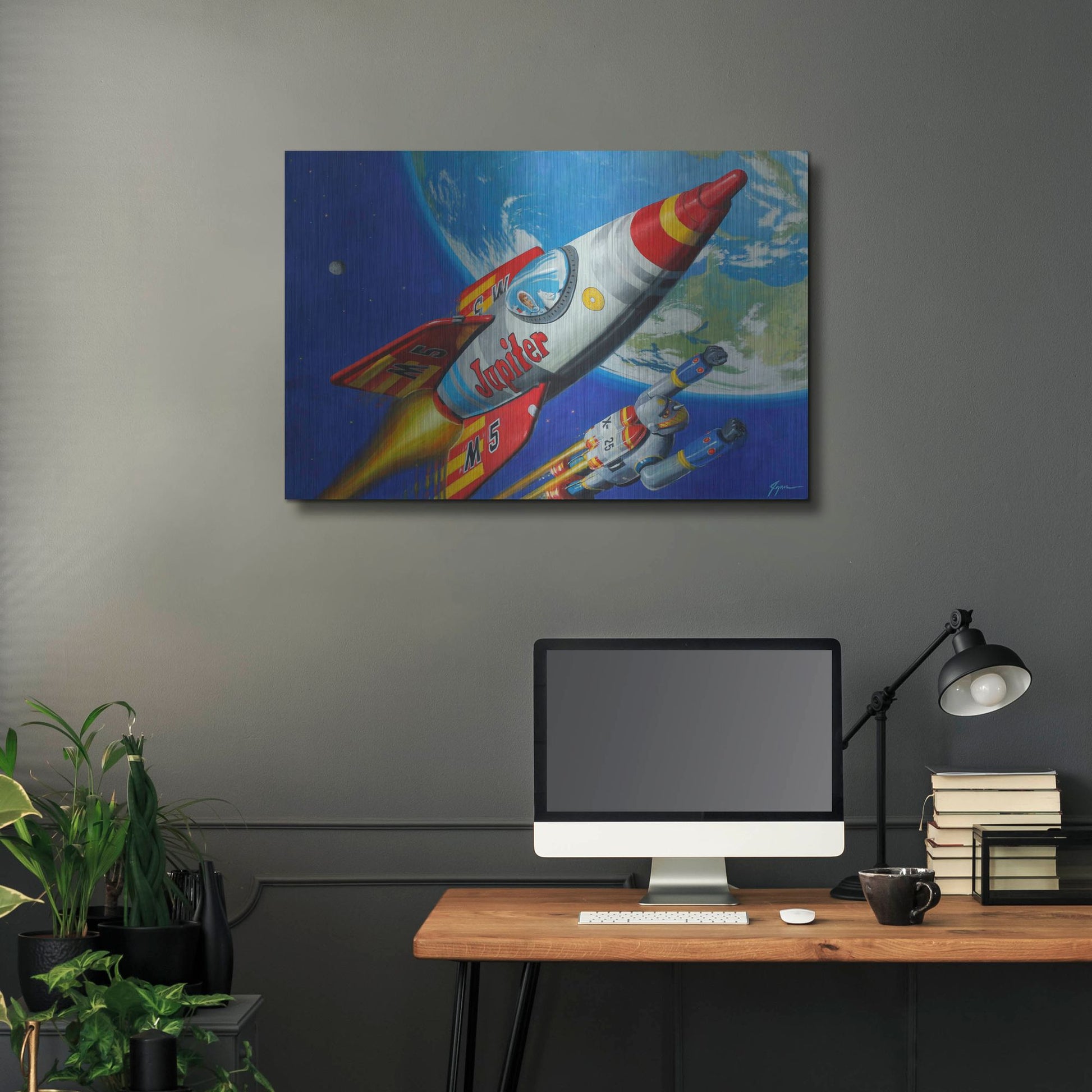 Luxe Metal Art 'Space Patrol 2' by Eric Joyner, Metal Wall Art,36x24