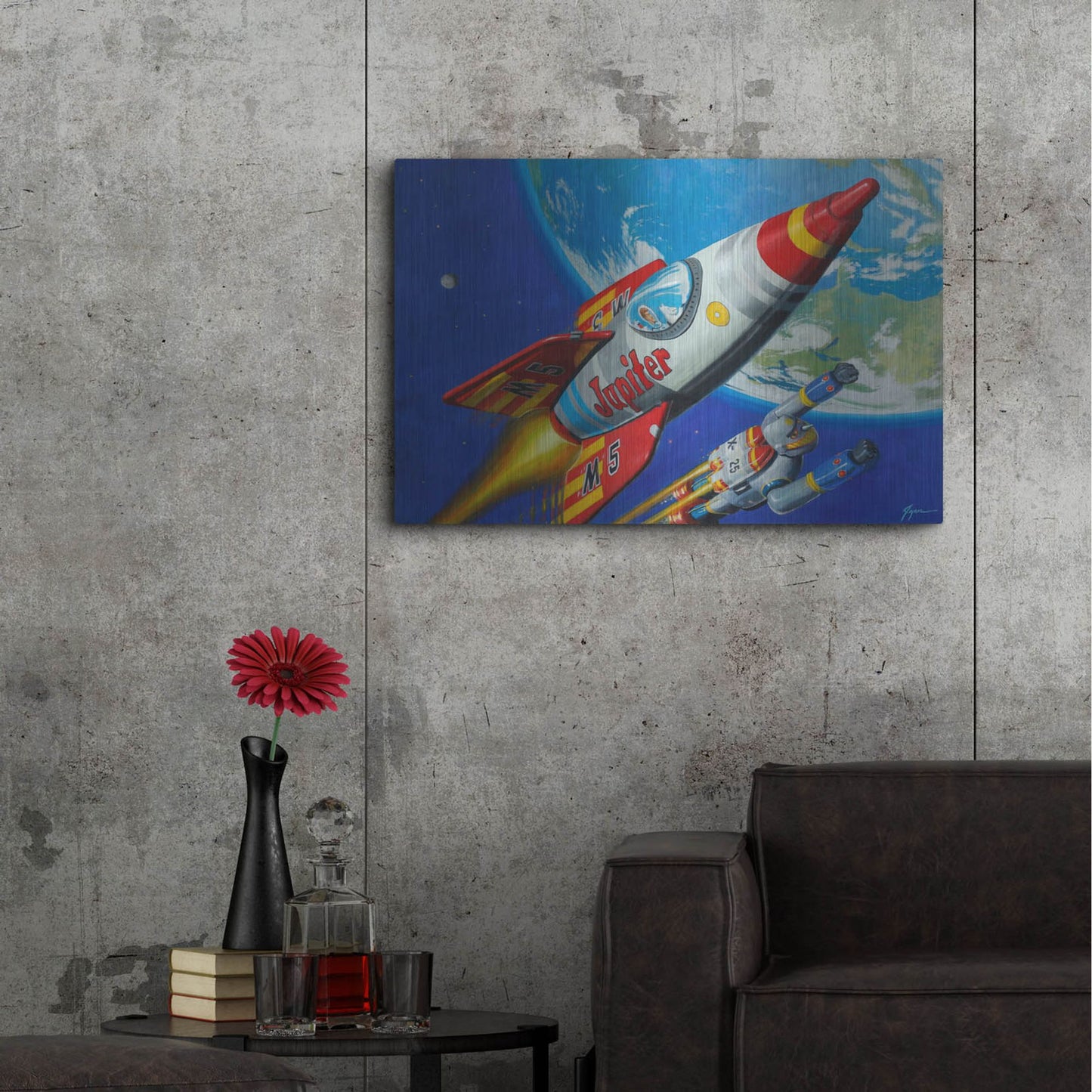 Luxe Metal Art 'Space Patrol 2' by Eric Joyner, Metal Wall Art,36x24