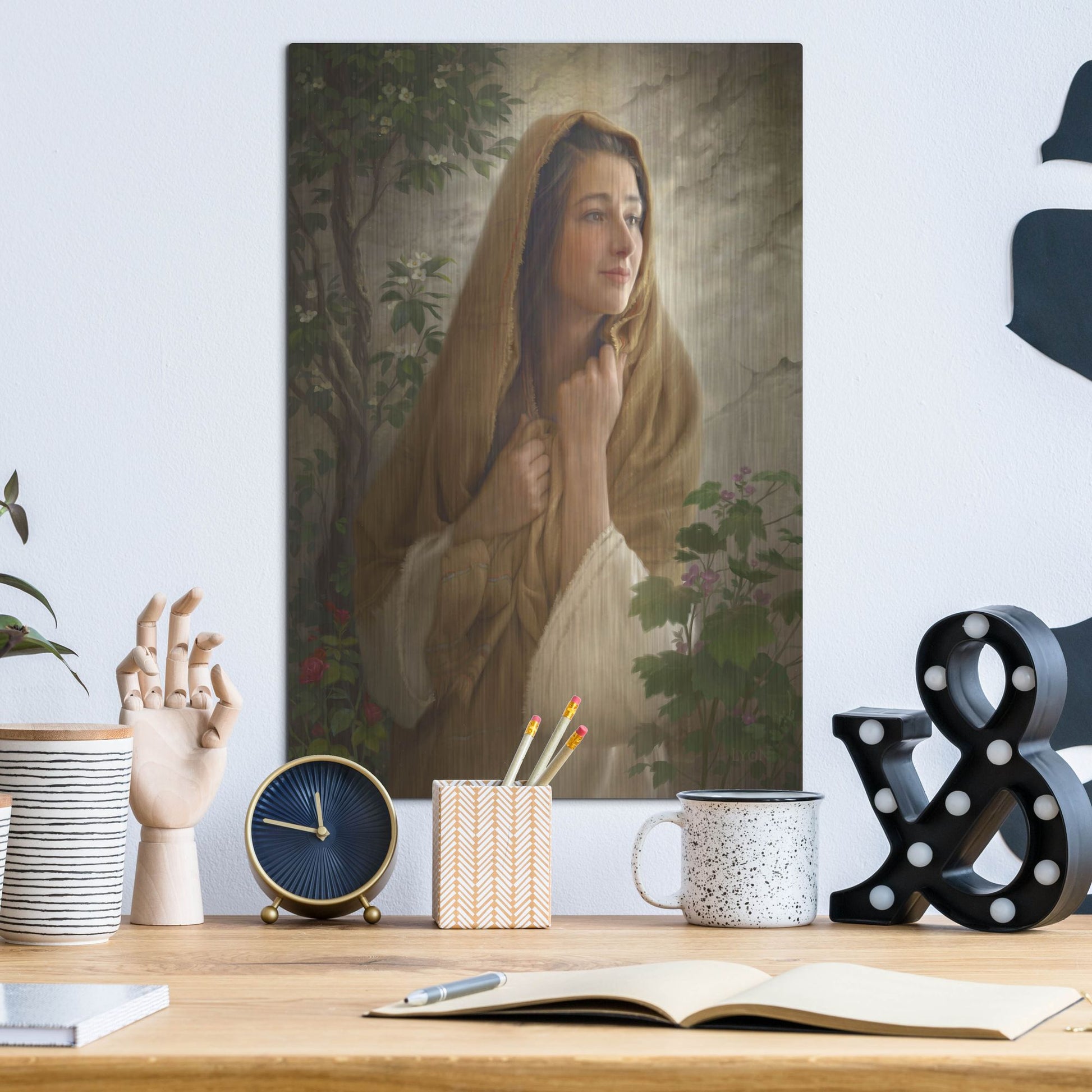 Luxe Metal Art 'Mary Kept All These Things' by Howard Lyon, Metal Wall Art,12x16