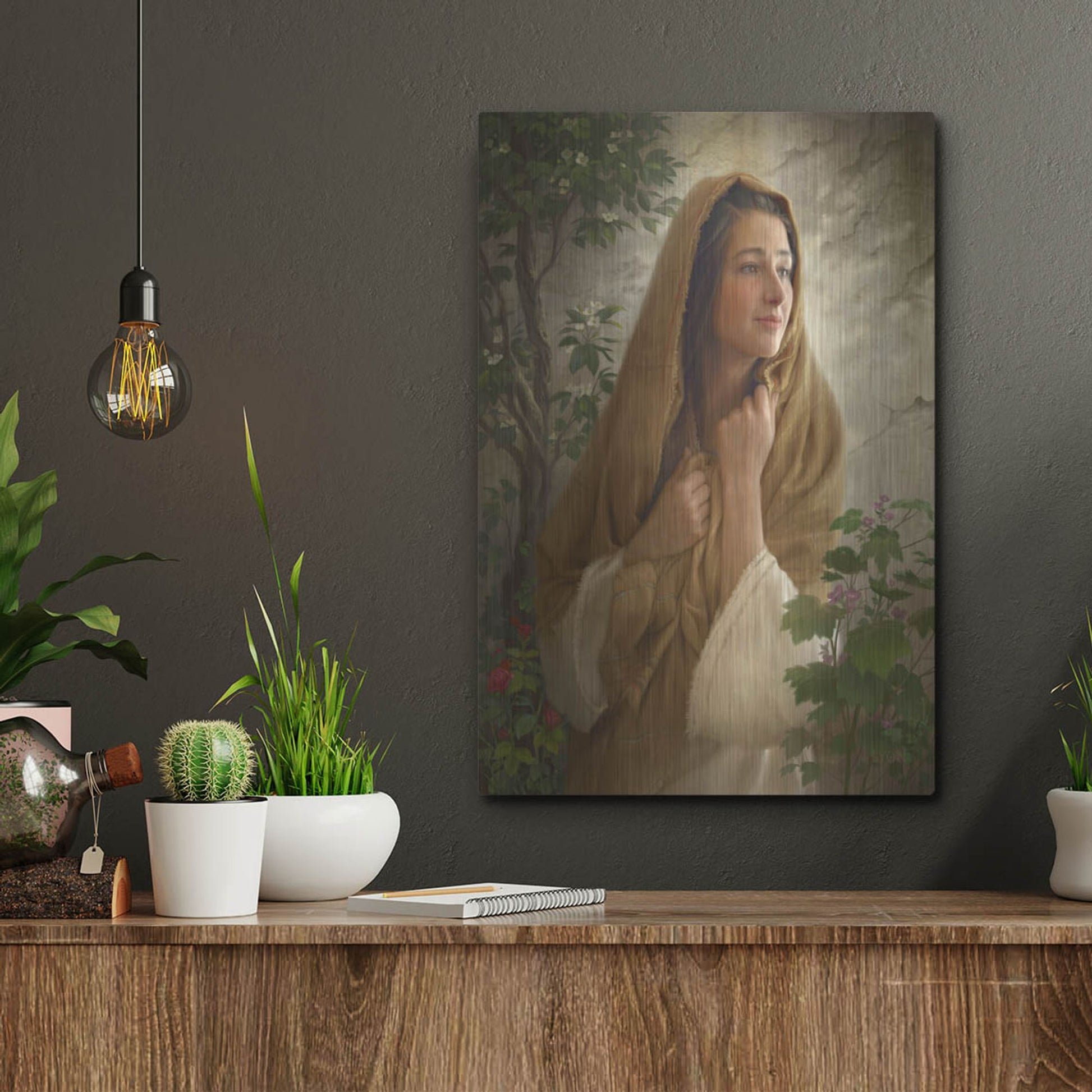 Luxe Metal Art 'Mary Kept All These Things' by Howard Lyon, Metal Wall Art,12x16