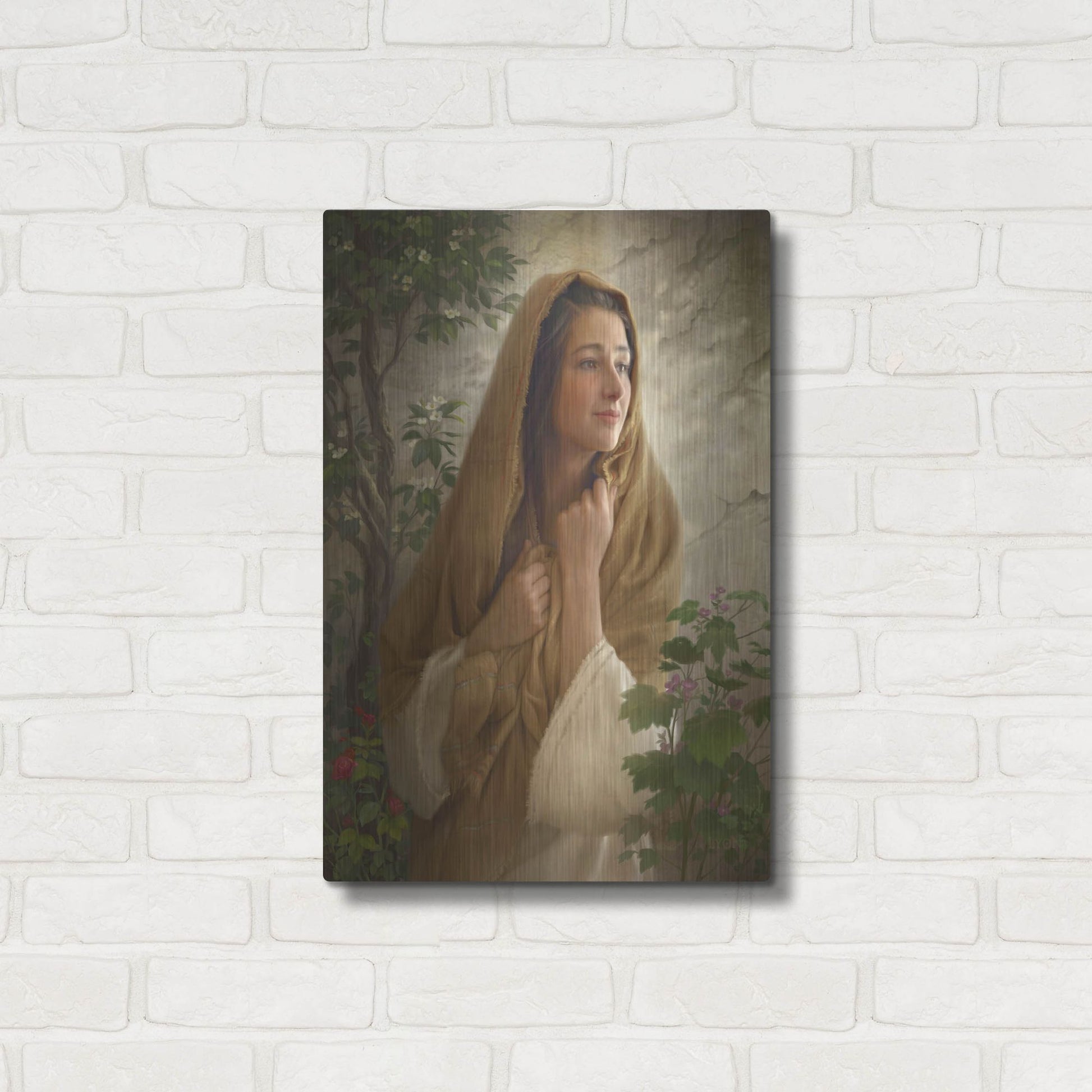 Luxe Metal Art 'Mary Kept All These Things' by Howard Lyon, Metal Wall Art,16x24