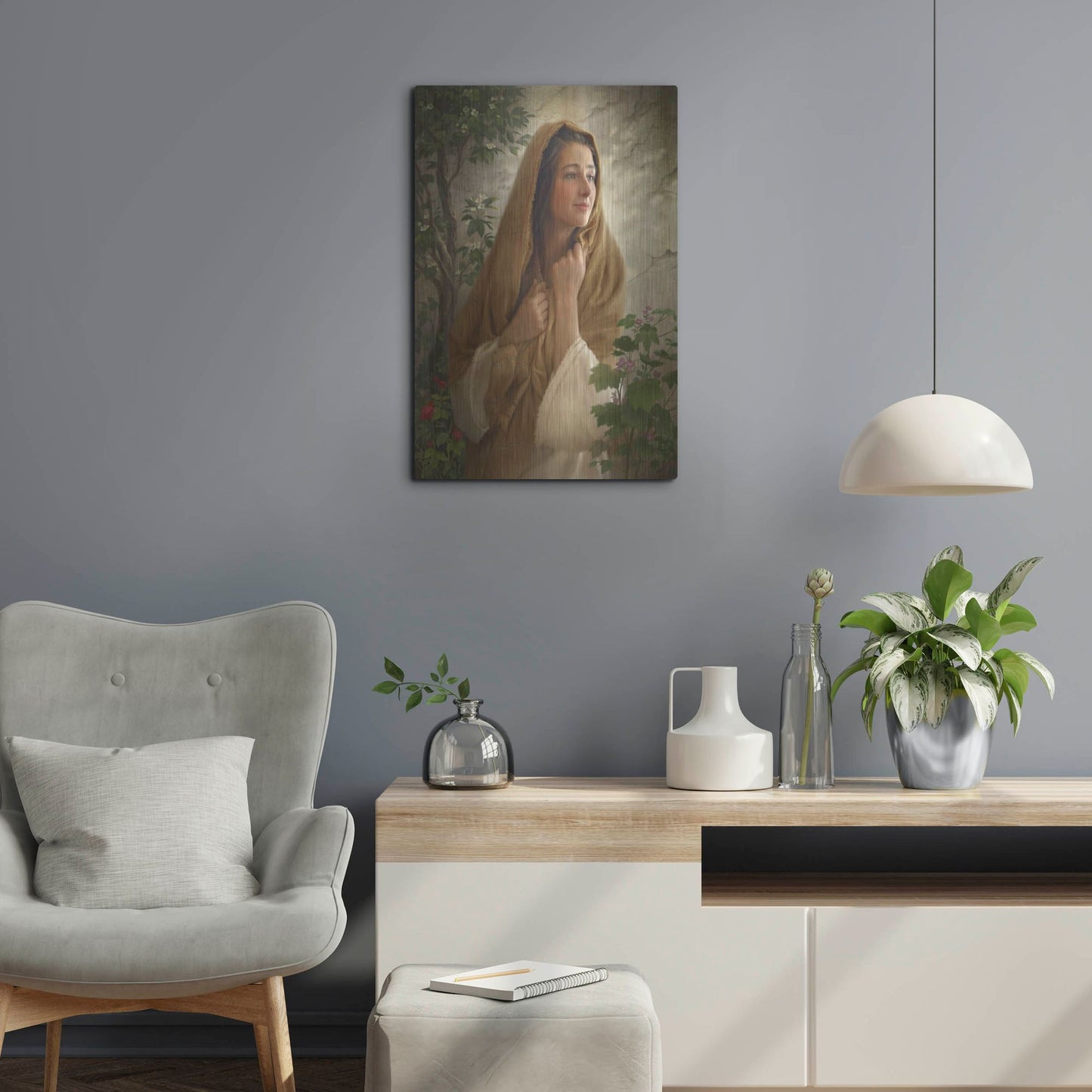 Luxe Metal Art 'Mary Kept All These Things' by Howard Lyon, Metal Wall Art,16x24