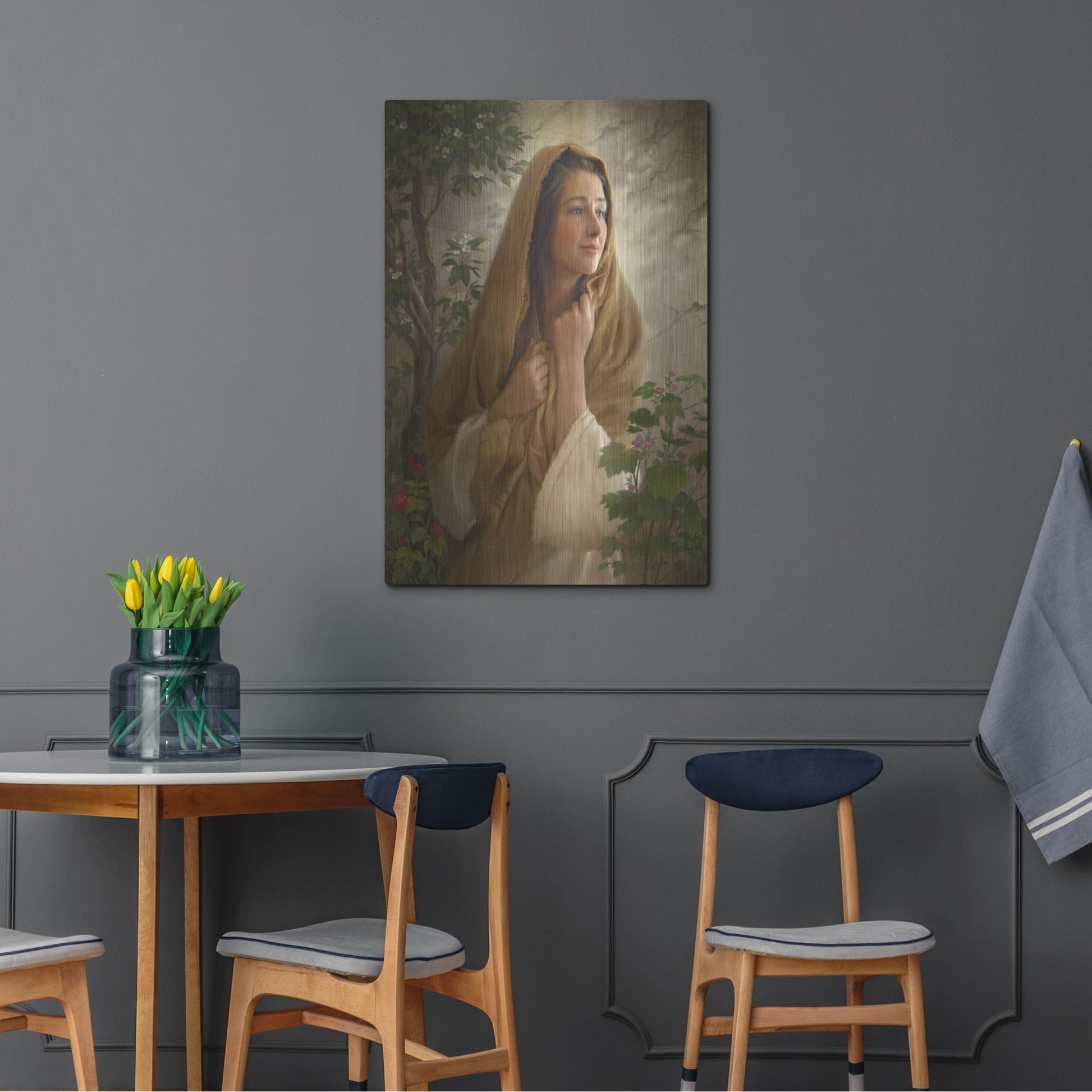 Luxe Metal Art 'Mary Kept All These Things' by Howard Lyon, Metal Wall Art,24x36