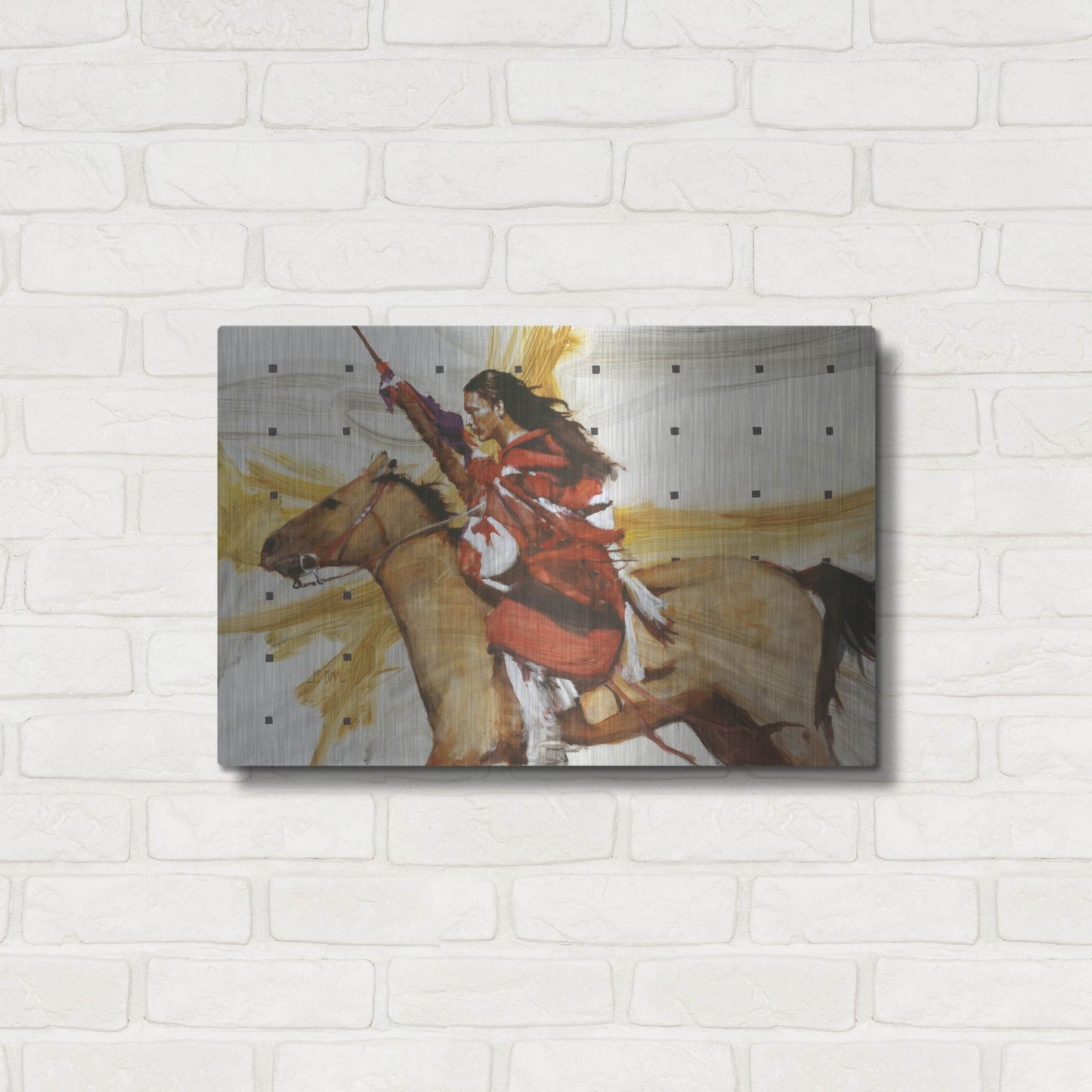 Luxe Metal Art 'Indian On Horseback' by J. E. Knauf, Metal Wall Art,24x16