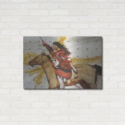 Luxe Metal Art 'Indian On Horseback' by J. E. Knauf, Metal Wall Art,36x24