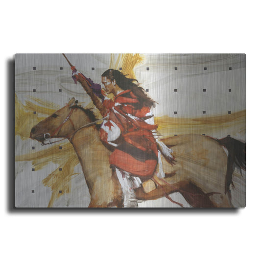 Luxe Metal Art 'Indian On Horseback' by J. E. Knauf, Metal Wall Art