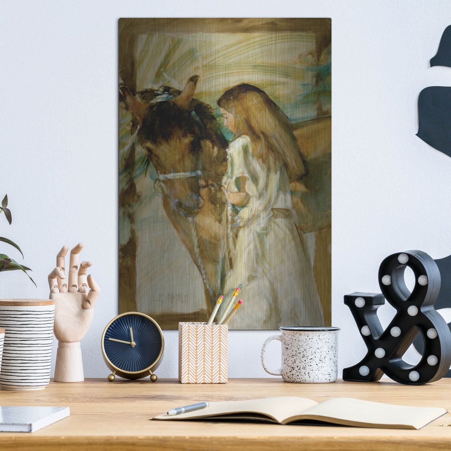 Luxe Metal Art 'Friends' by J. E. Knauf, Metal Wall Art,12x16