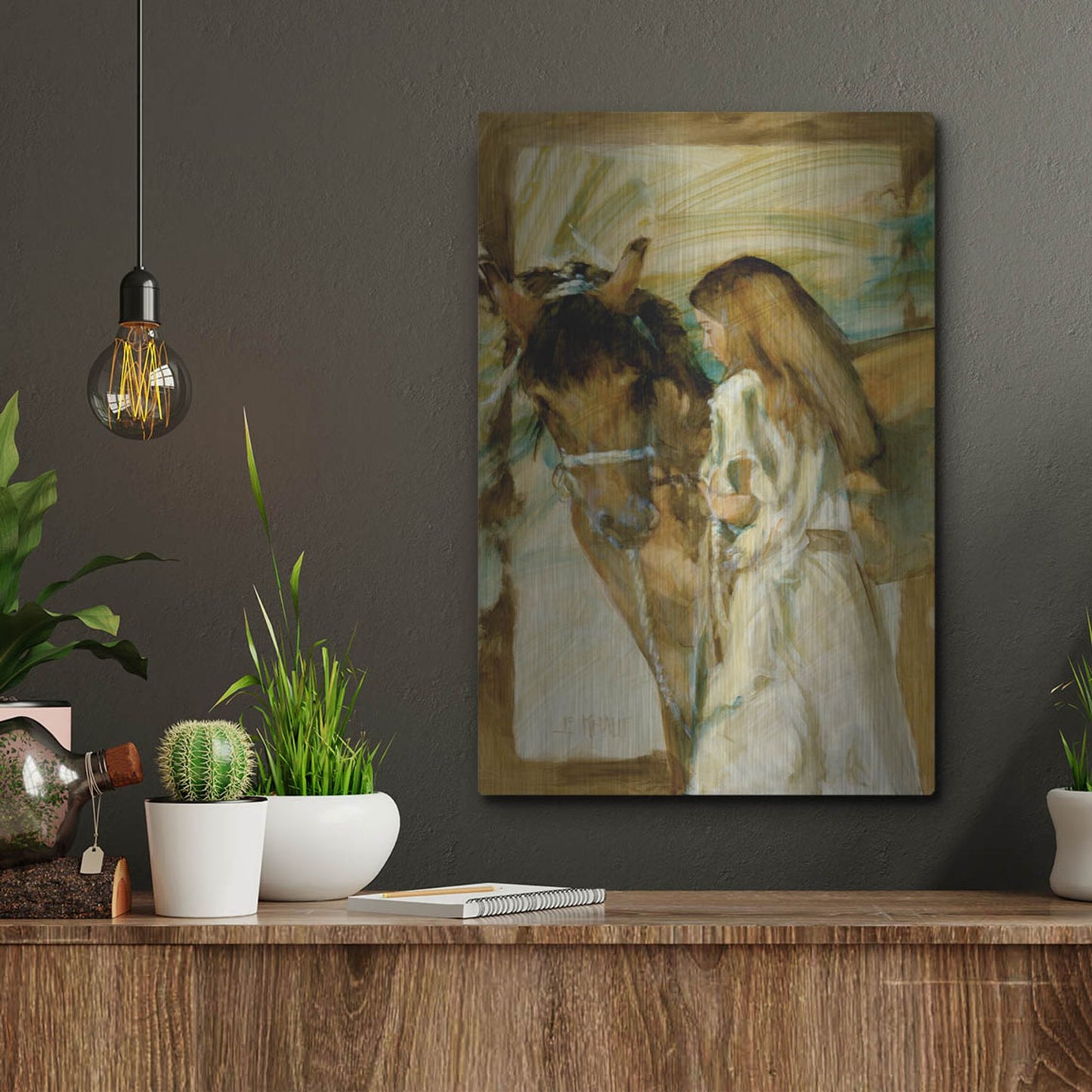 Luxe Metal Art 'Friends' by J. E. Knauf, Metal Wall Art,12x16