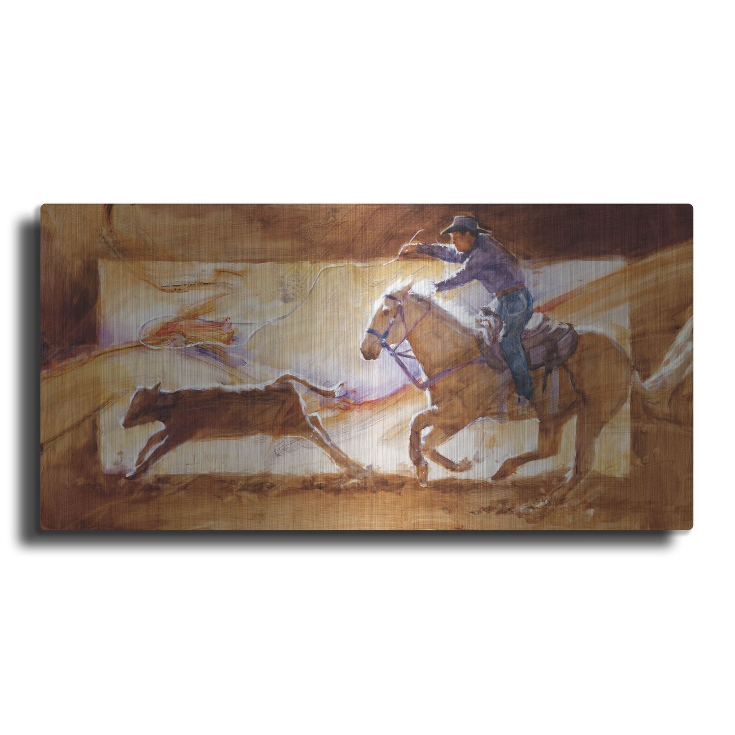 Luxe Metal Art 'Chasin' Em Down' by J. E. Knauf, Metal Wall Art,24x12