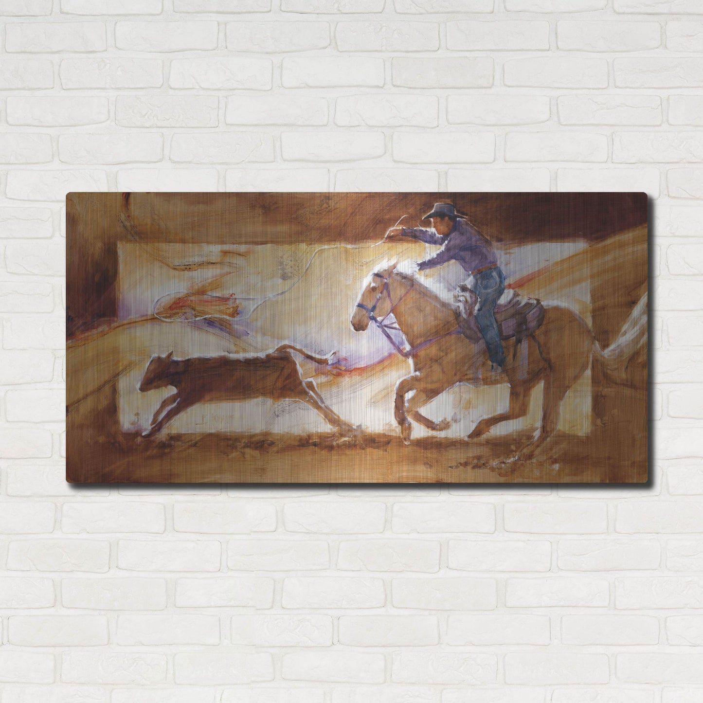 Luxe Metal Art 'Chasin' Em Down' by J. E. Knauf, Metal Wall Art,48x24