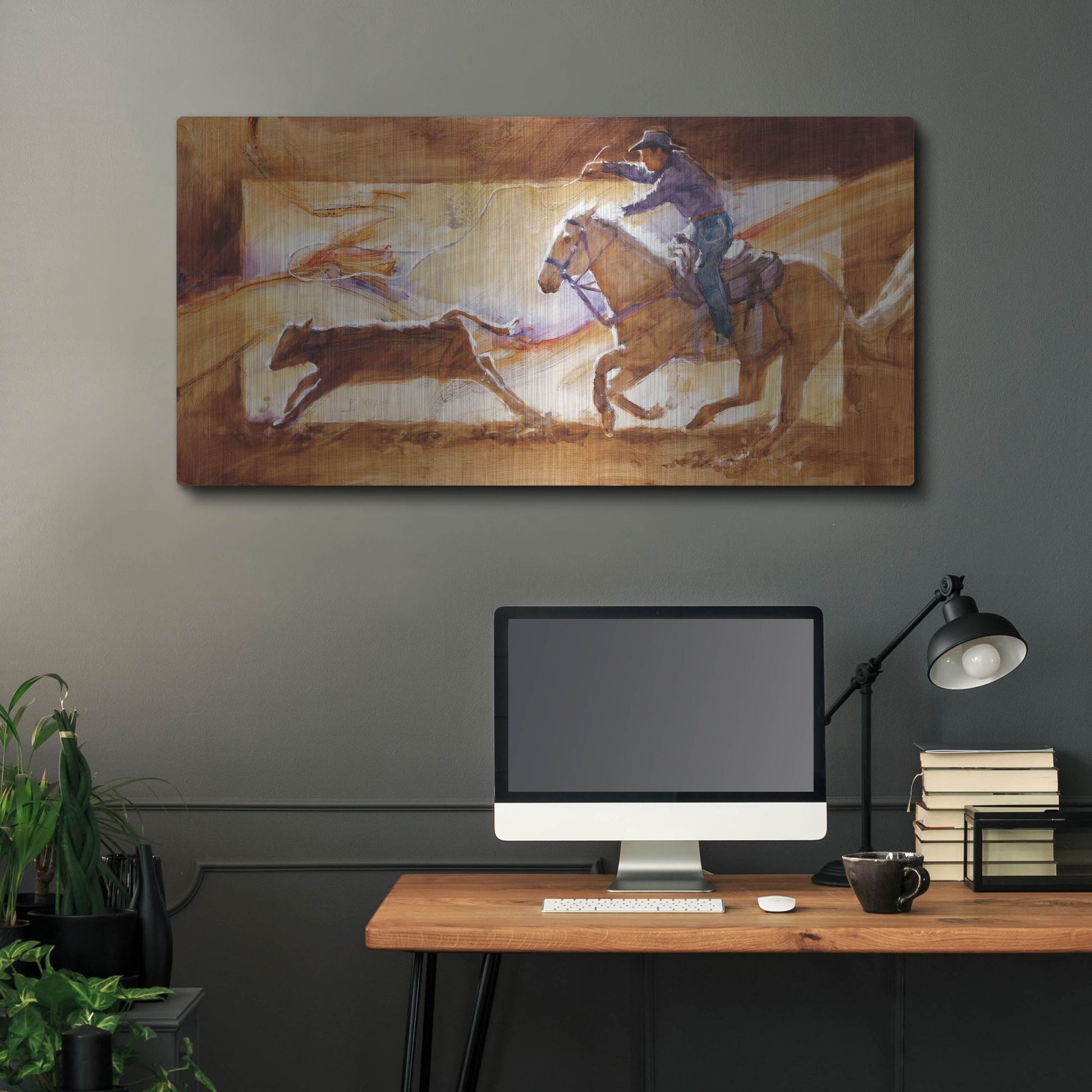 Luxe Metal Art 'Chasin' Em Down' by J. E. Knauf, Metal Wall Art,48x24