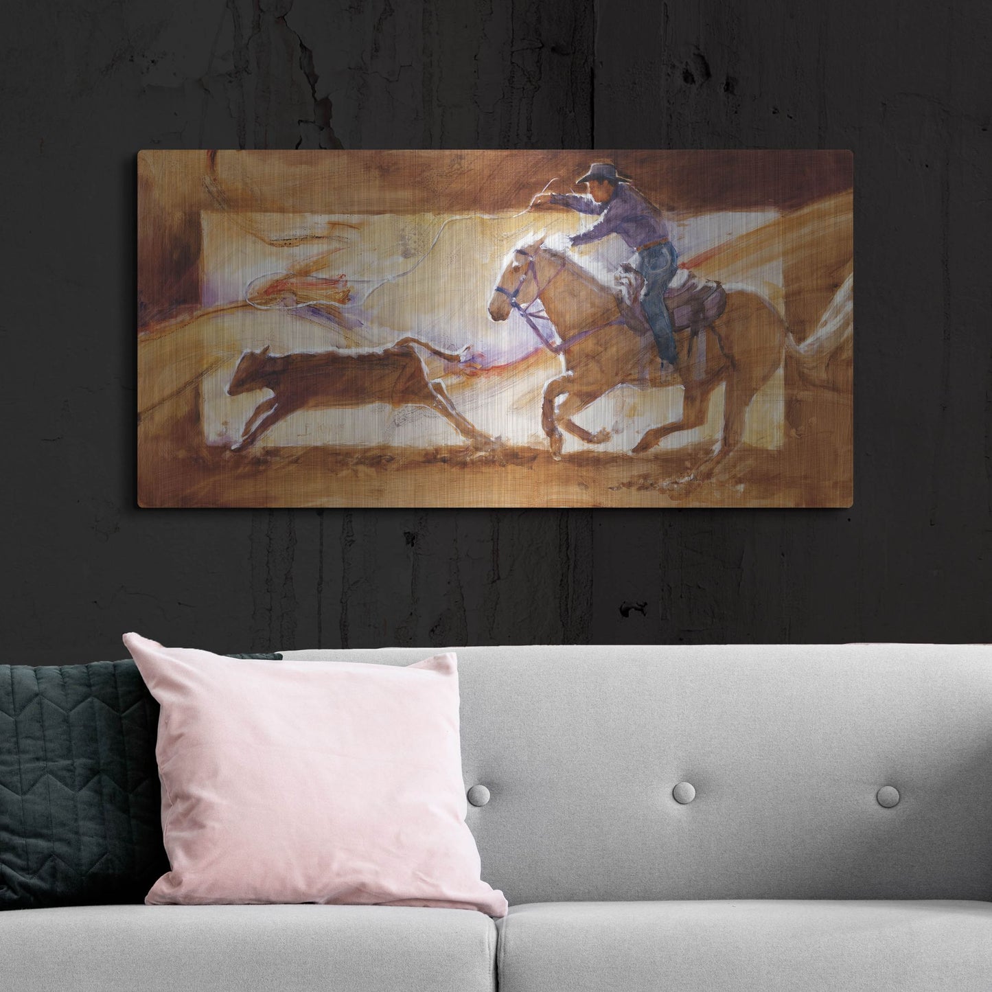 Luxe Metal Art 'Chasin' Em Down' by J. E. Knauf, Metal Wall Art,48x24