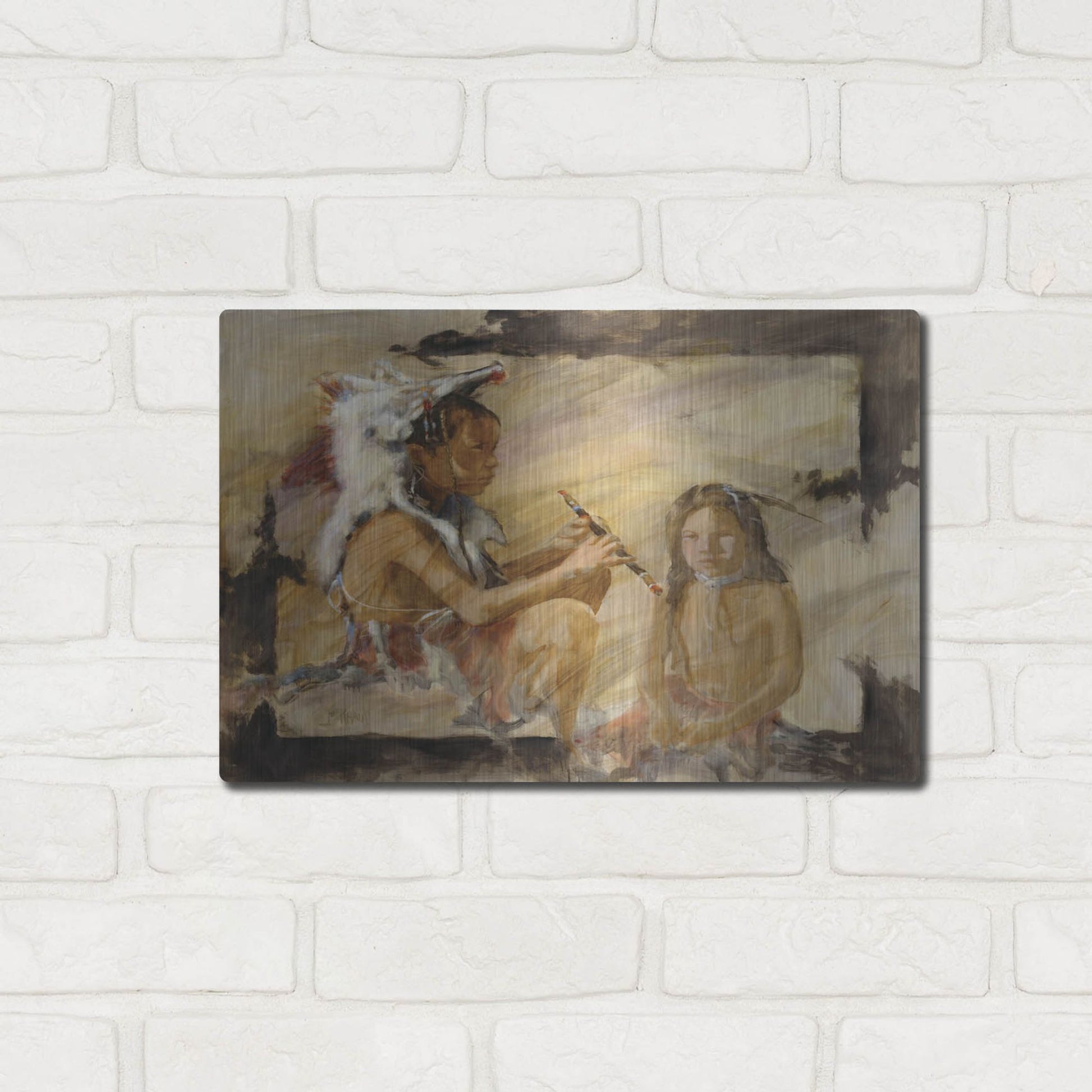 Luxe Metal Art 'J J & Wapila On The Cheyenne' by J. E. Knauf, Metal Wall Art,16x12