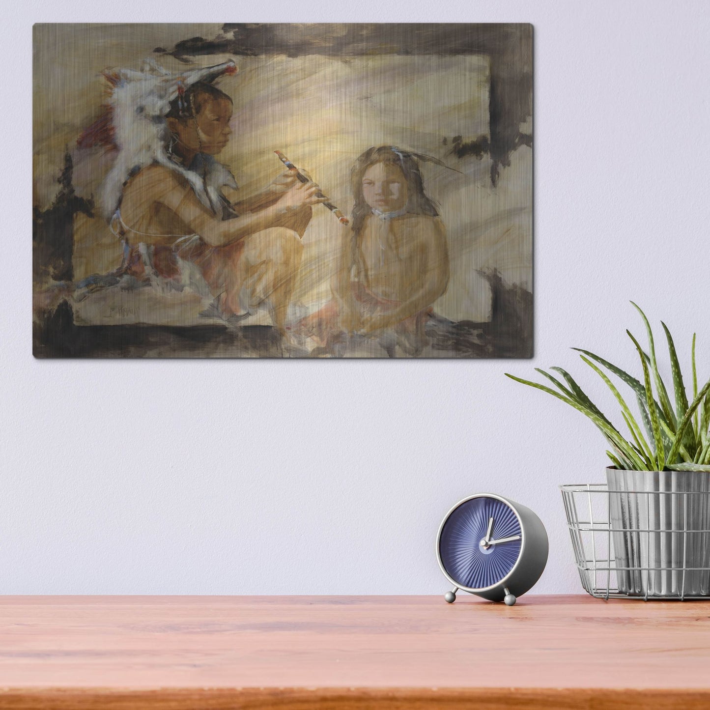 Luxe Metal Art 'J J & Wapila On The Cheyenne' by J. E. Knauf, Metal Wall Art,16x12