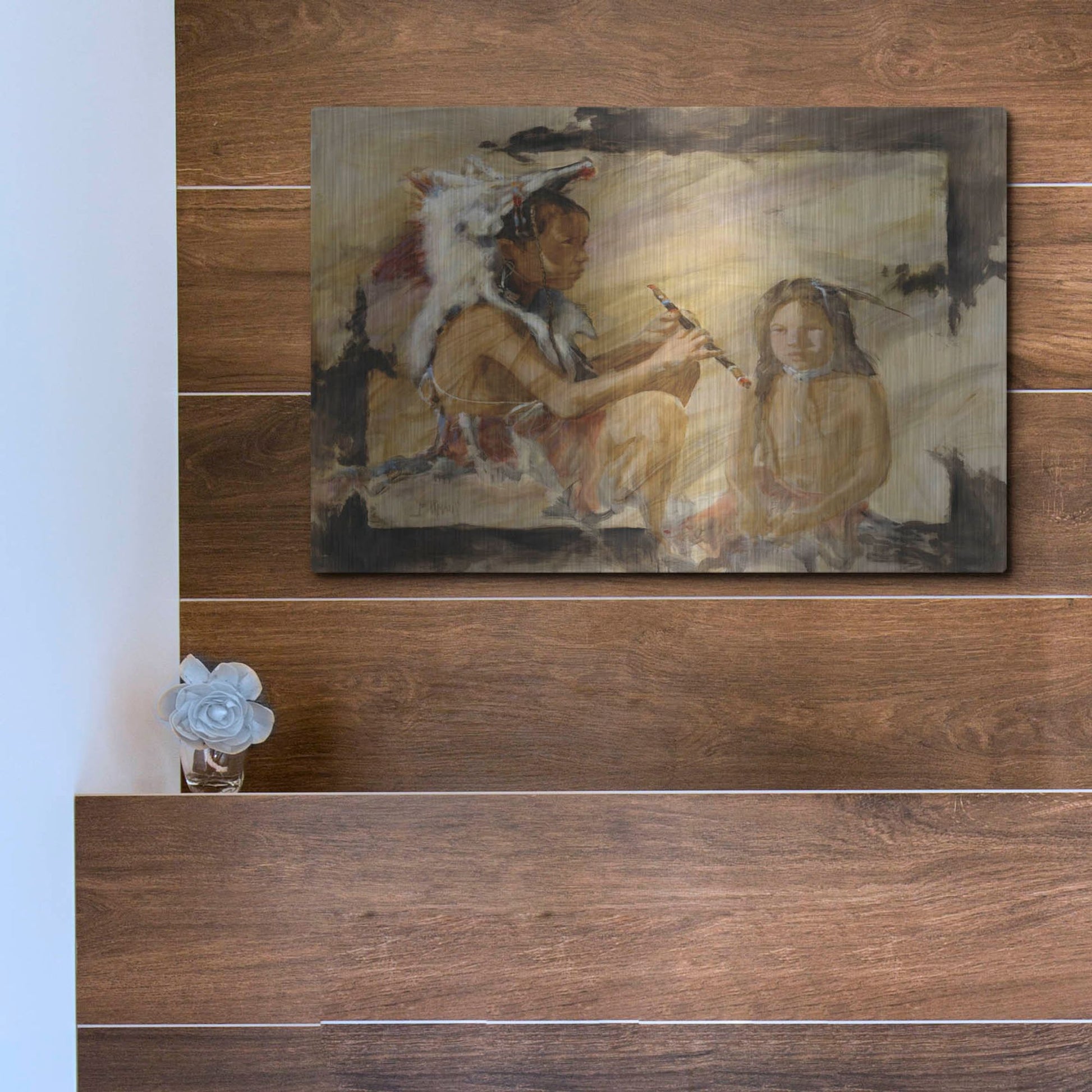 Luxe Metal Art 'J J & Wapila On The Cheyenne' by J. E. Knauf, Metal Wall Art,16x12