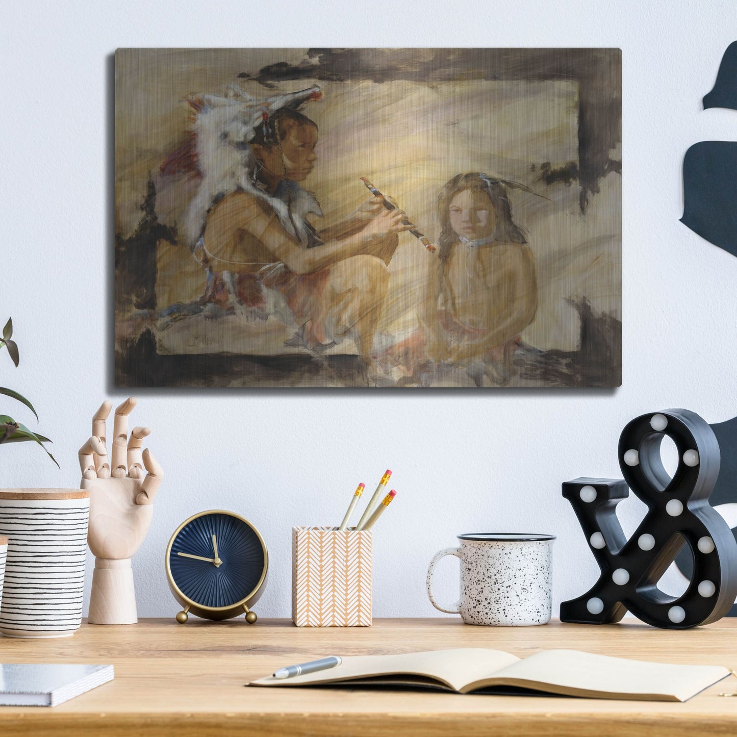 Luxe Metal Art 'J J & Wapila On The Cheyenne' by J. E. Knauf, Metal Wall Art,16x12